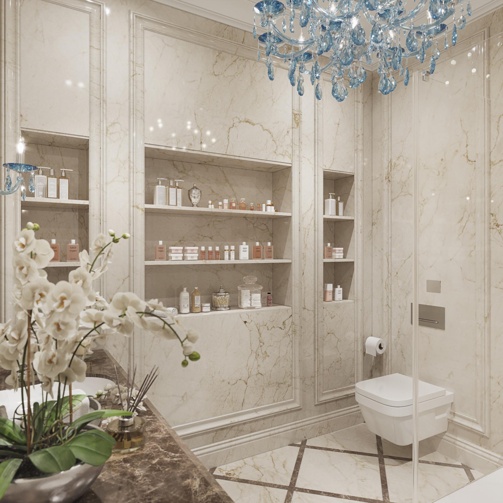 Bathroom in the master bedroom made in the style of Contemporary classics Neoclassicism