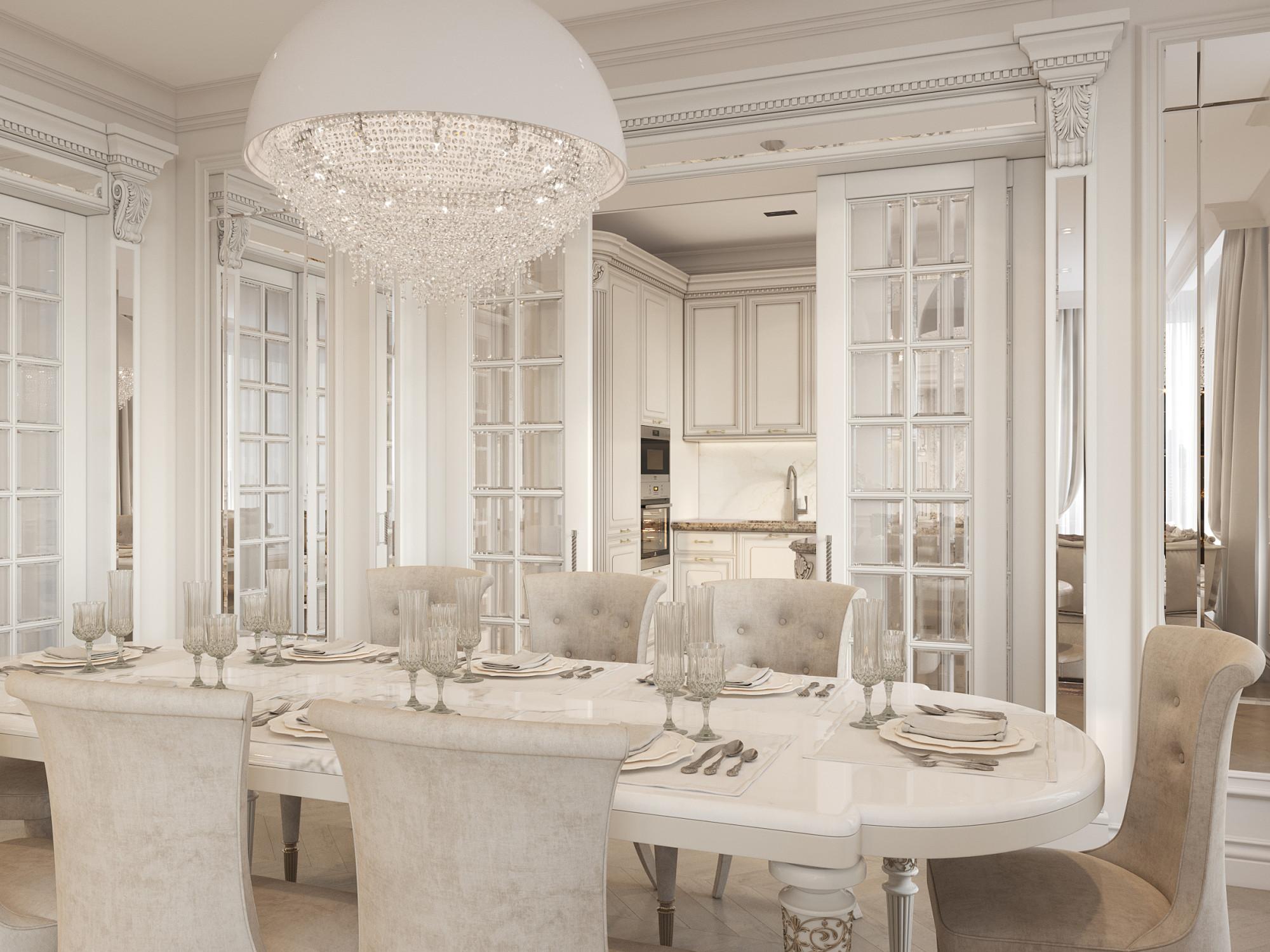 Living and dining room made in the style of Contemporary classics Neoclassicism