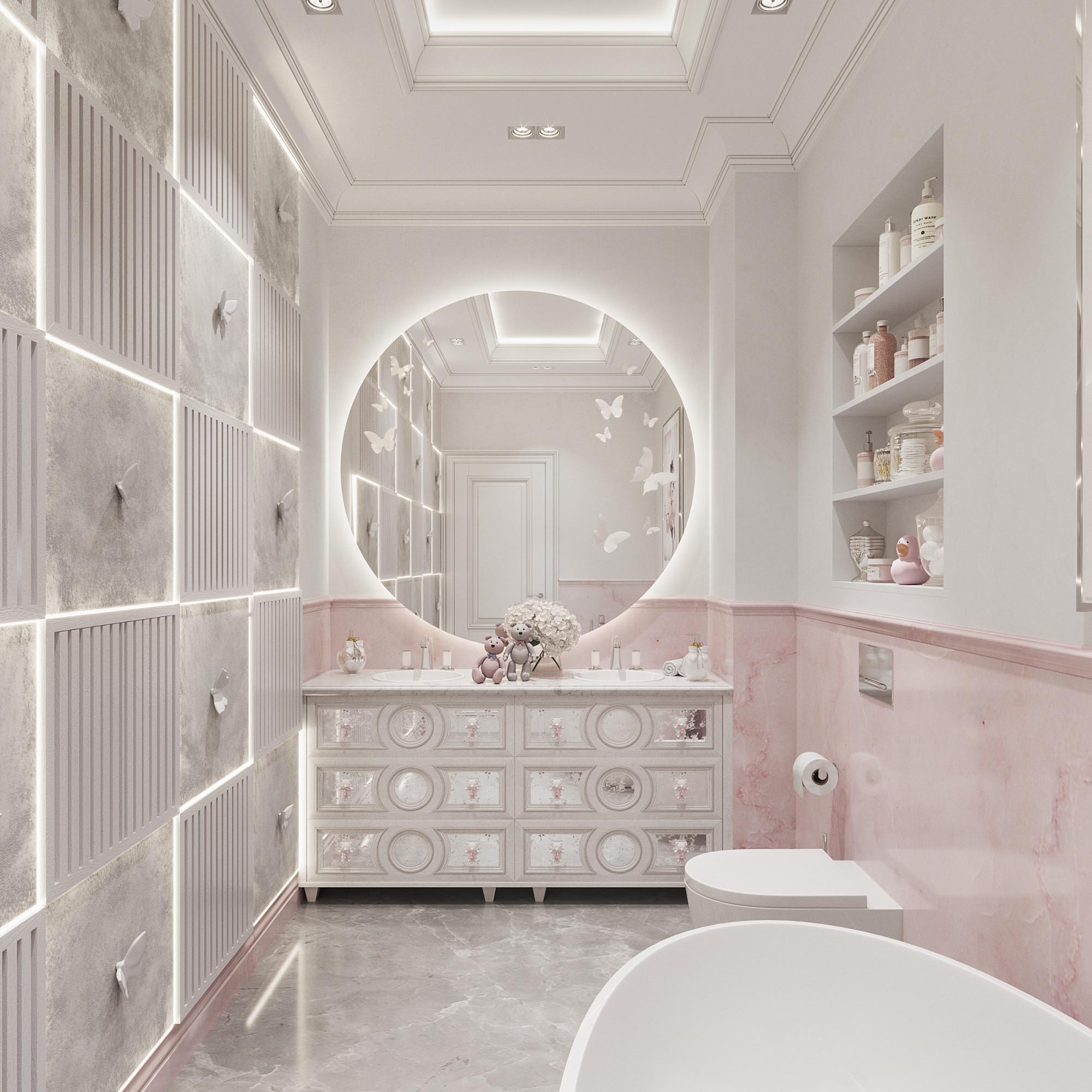 Bathroom in the nursery rooms №2 and №3 made in the style of Contemporary classics Neoclassicism