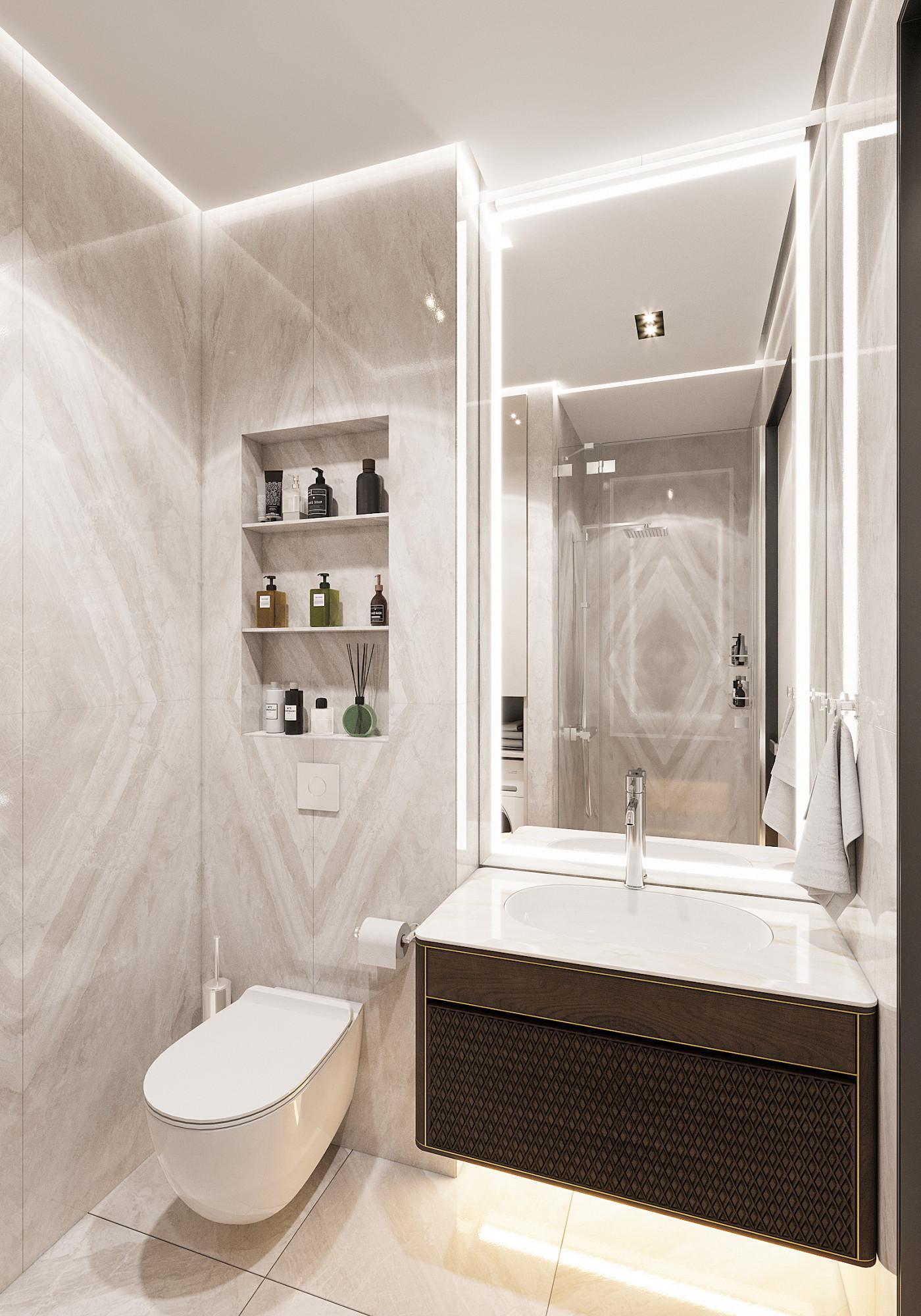 Bathroom made in the style of Contemporary Neoclassicism