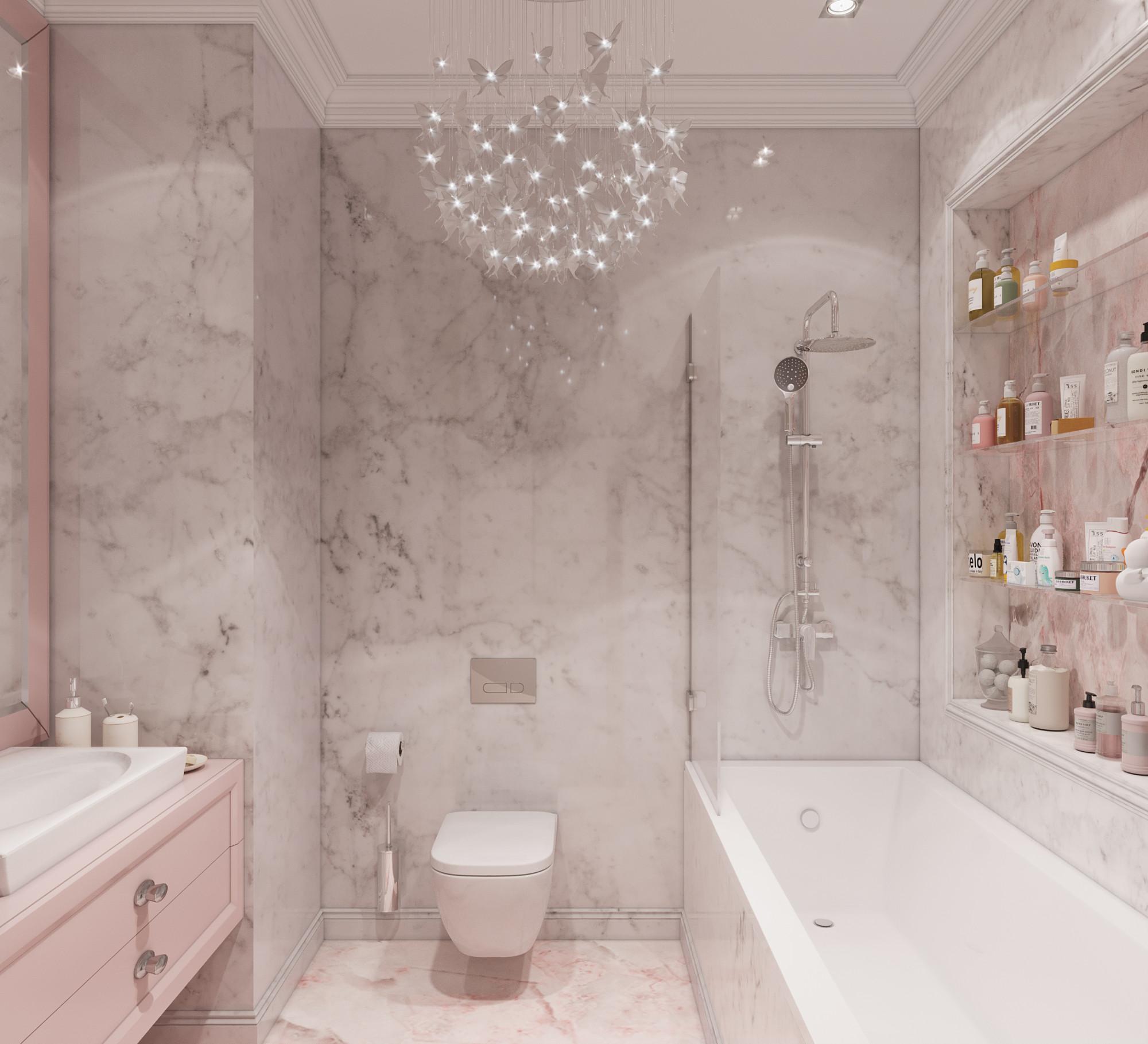 Bathroom in the nursery room made in the style of Contemporary Neoclassicism