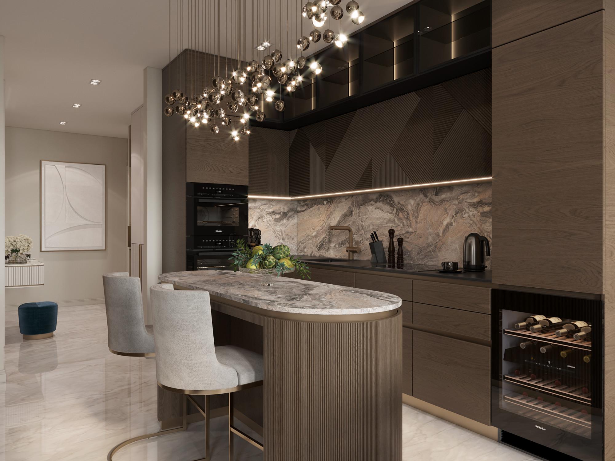 Kitchen made in the style of Contemporary Neoclassicism