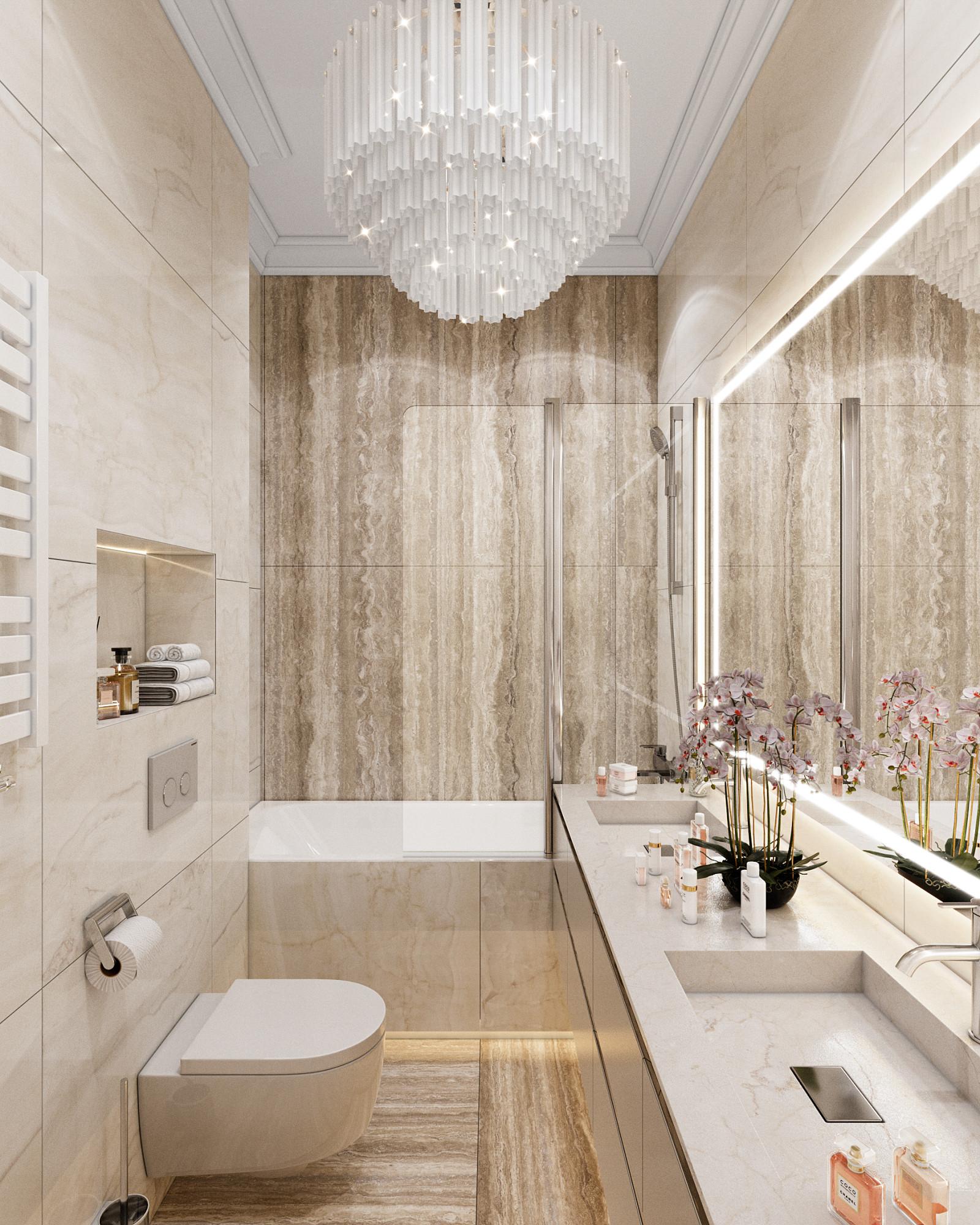 Bathroom in the nursery rooms made in the style of Classics Neoclassicism