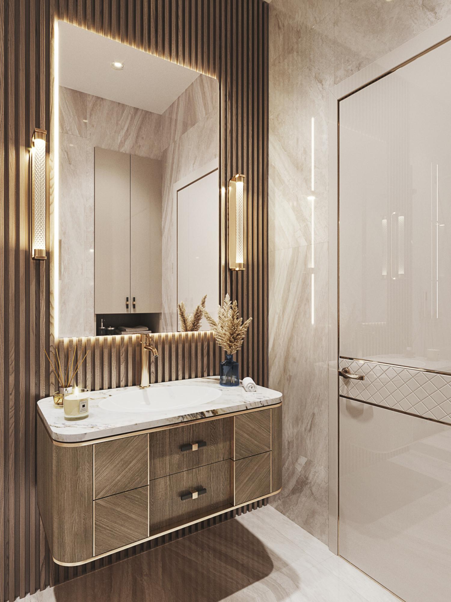 Guest bathroom  made in the style of Contemporary Neoclassicism