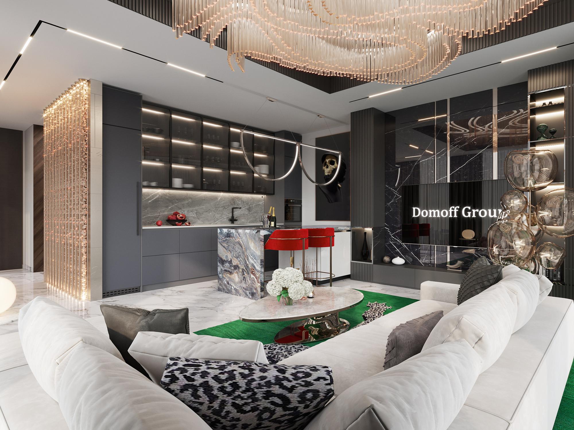 Kitchen and living room made in the style of Contemporary Eclecticism Expressionism 