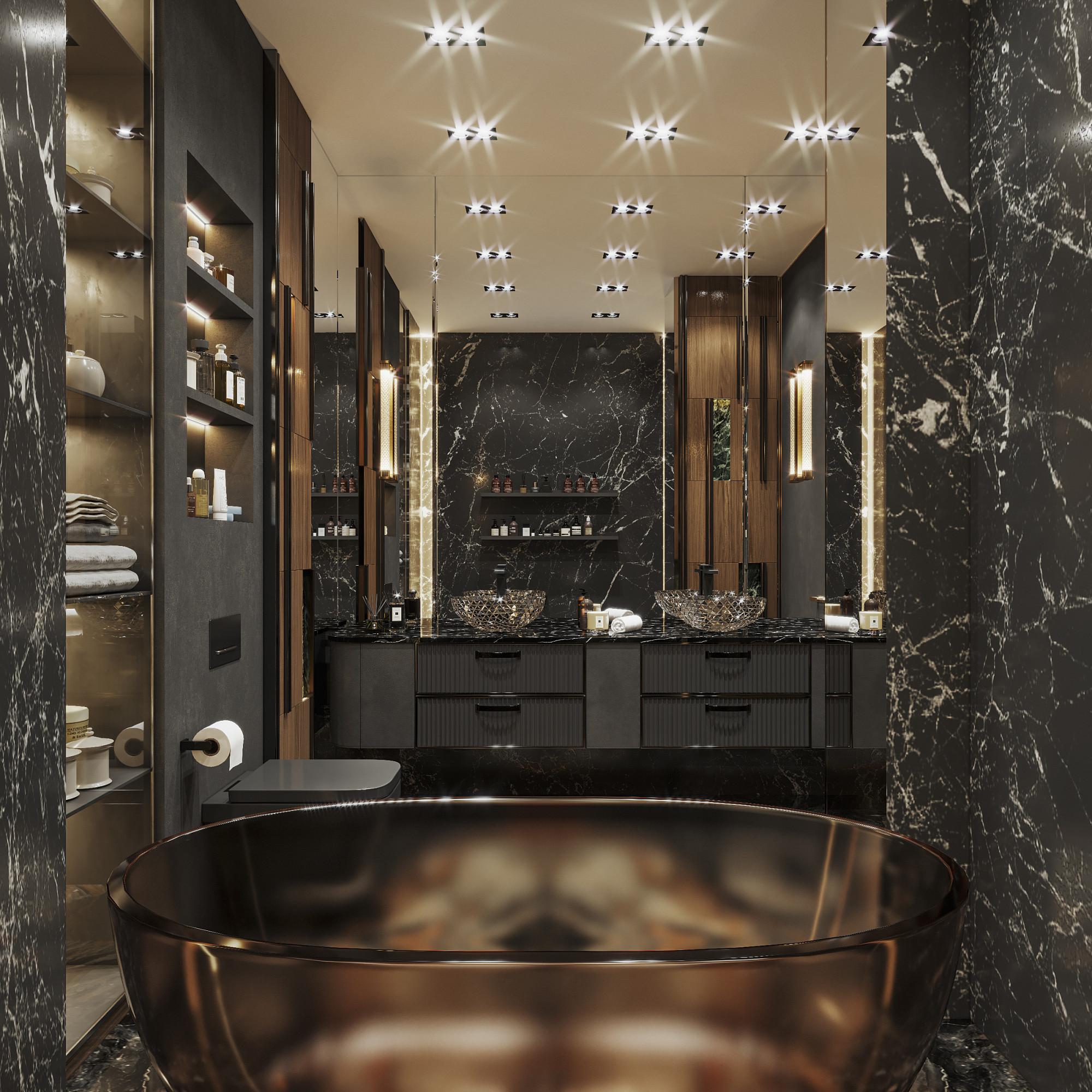 Bathroom in the master bedroom made in the style of Contemporary classics