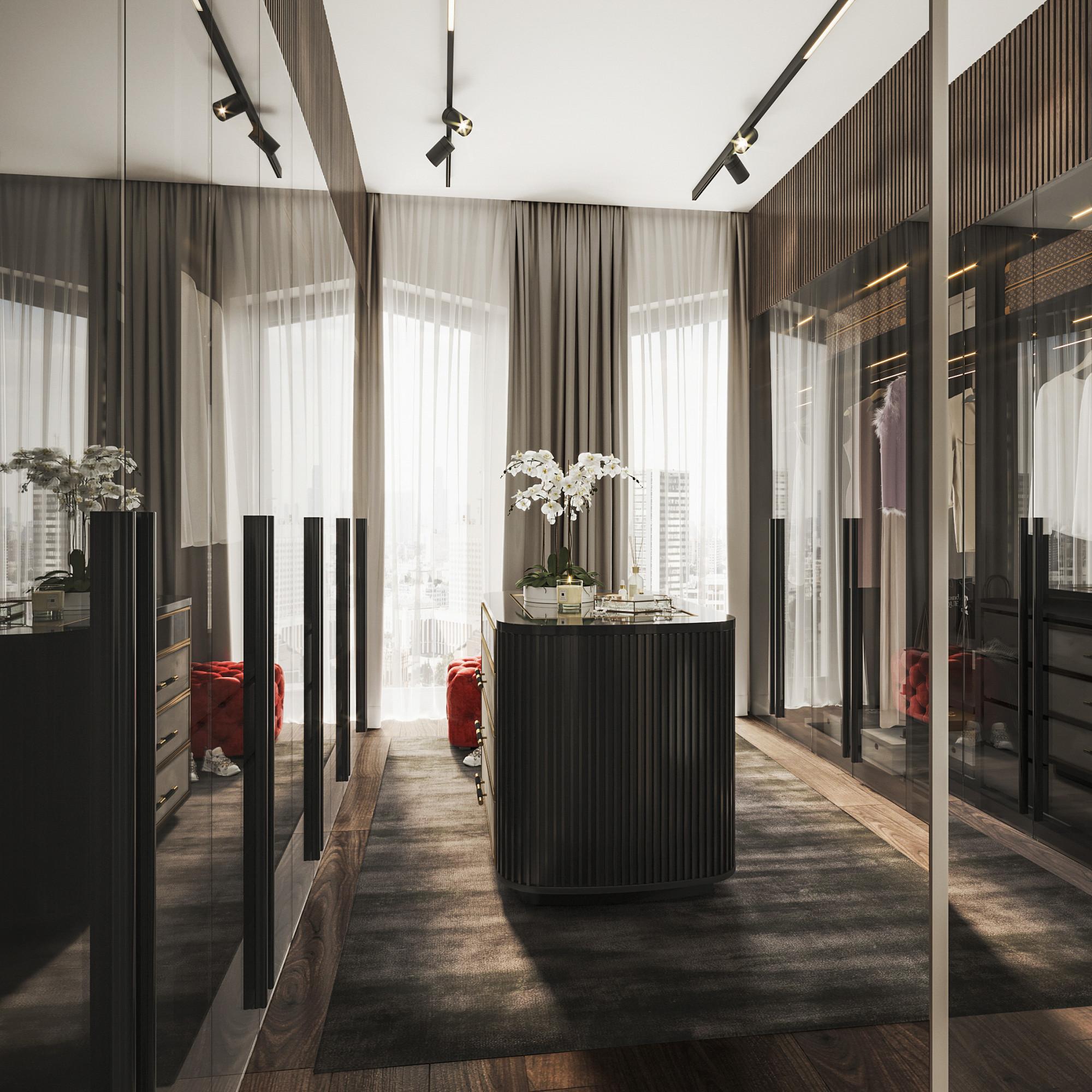 Dressing room in the master bedroom  made in the style of Contemporary classics