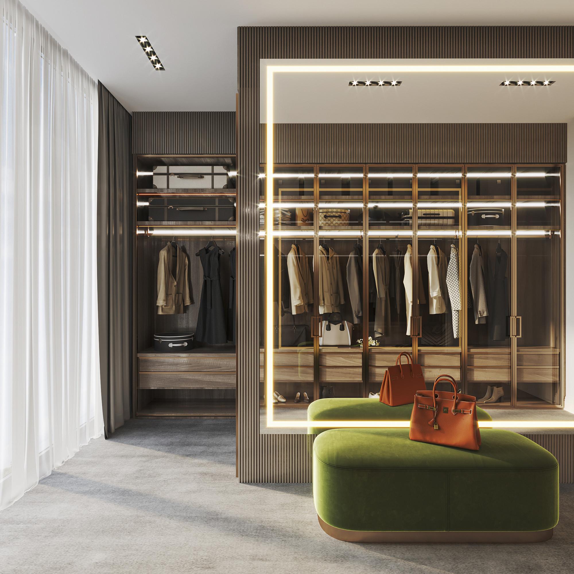 Dressing room in the guest room made in the style of Contemporary Expressionism 