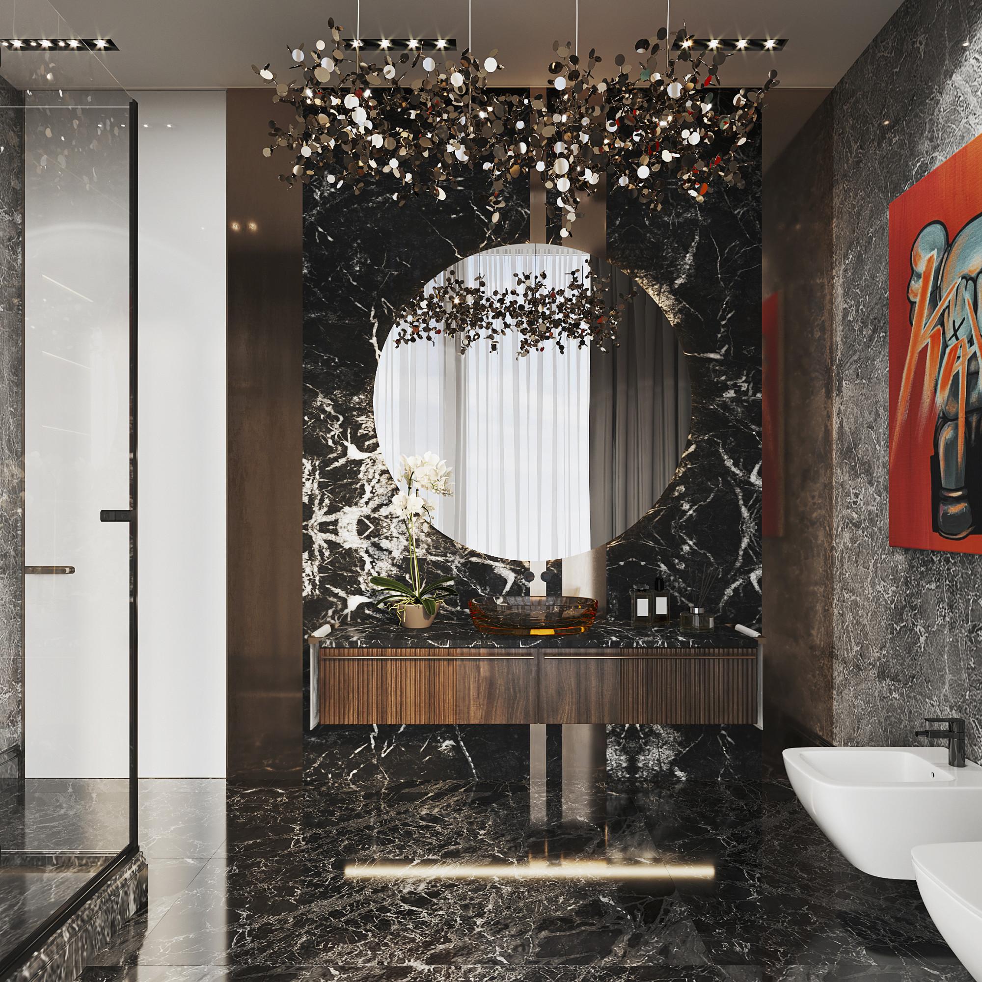 Bathroom in the guest bedroom made in the style of Contemporary Expressionism 