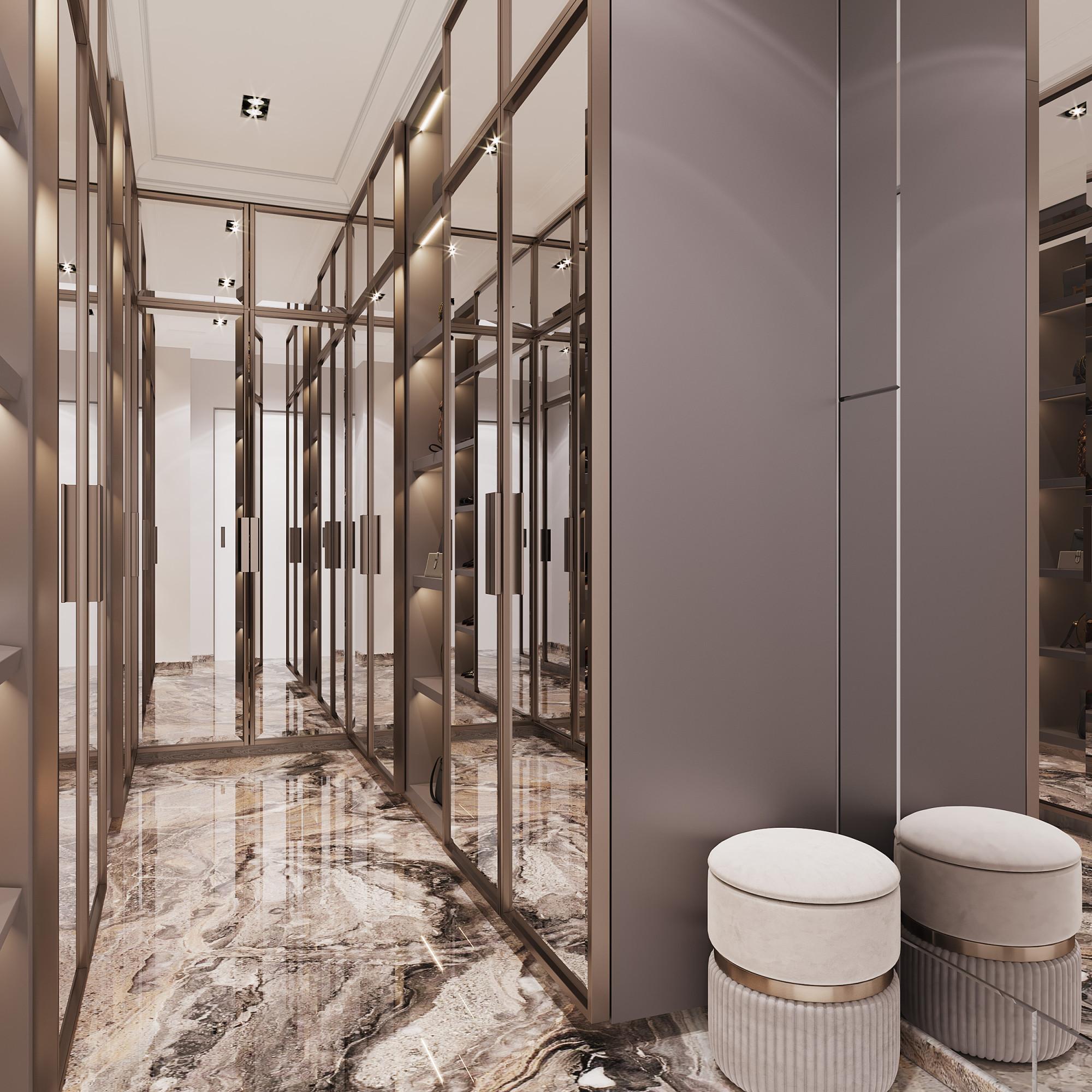 Dressing room in the hall made in the style of Contemporary Neoclassicism