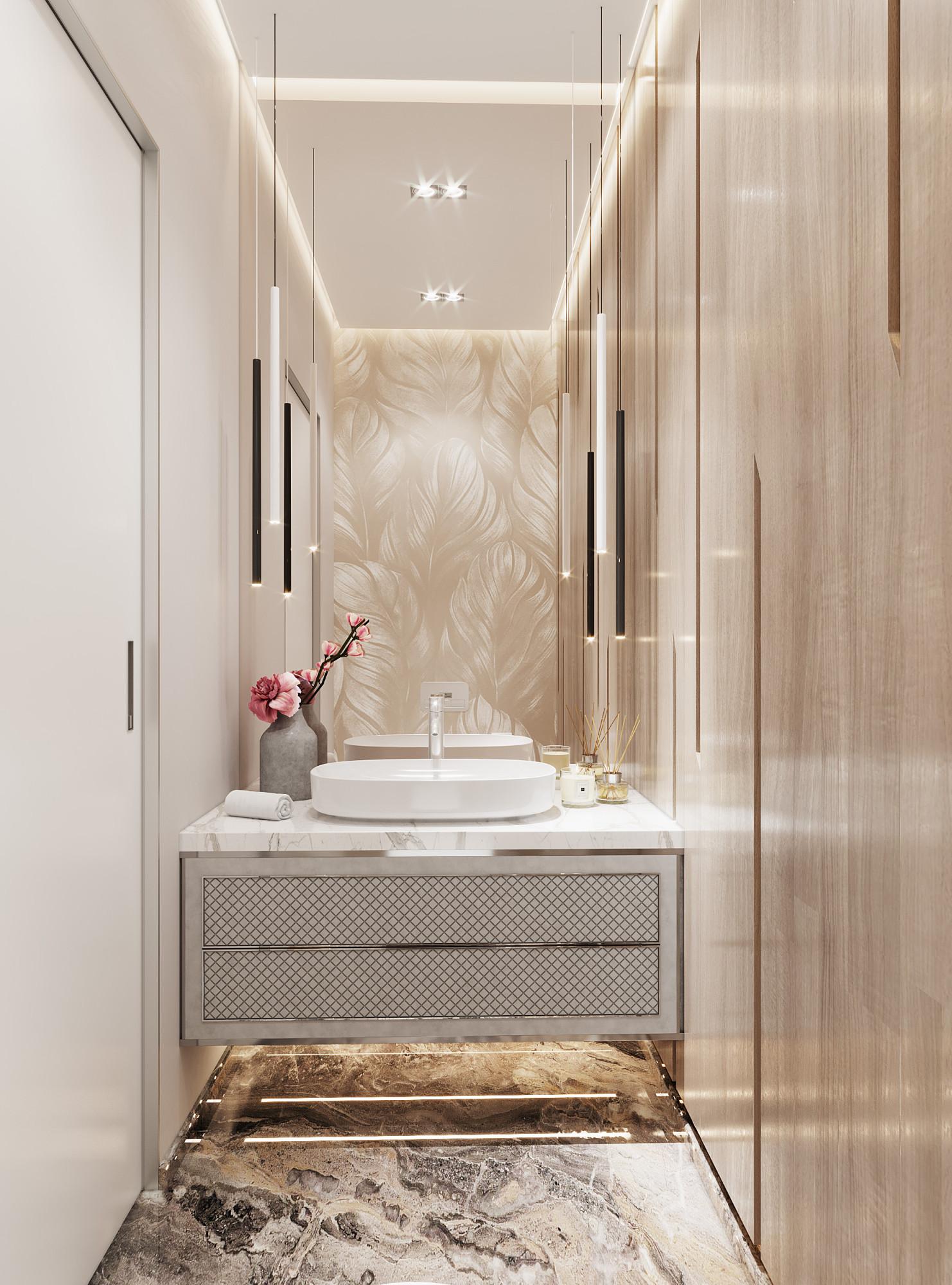 Guest bathroom  made in the style of Contemporary Neoclassicism