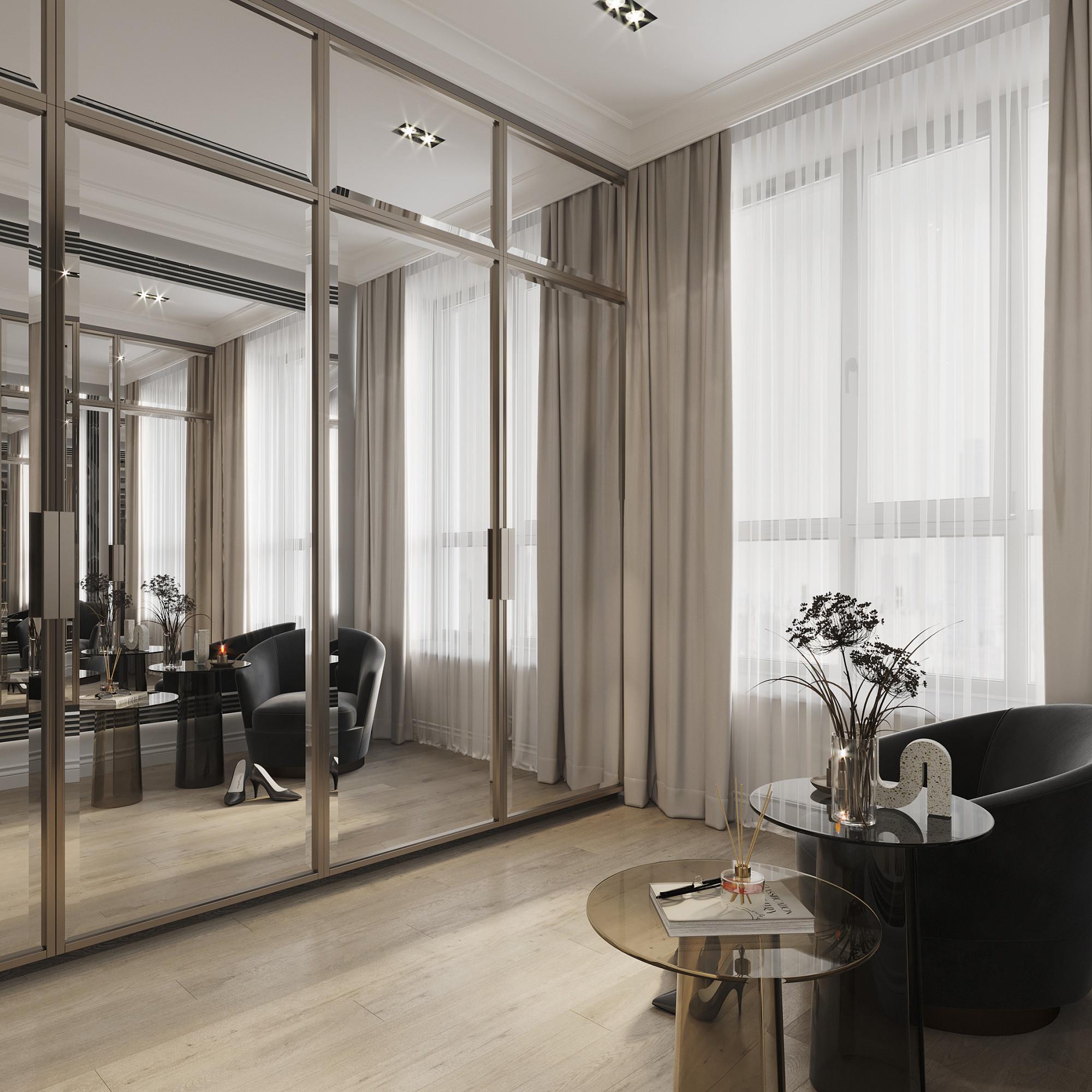 Dressing room in the master bedroom  made in the style of Contemporary Neoclassicism