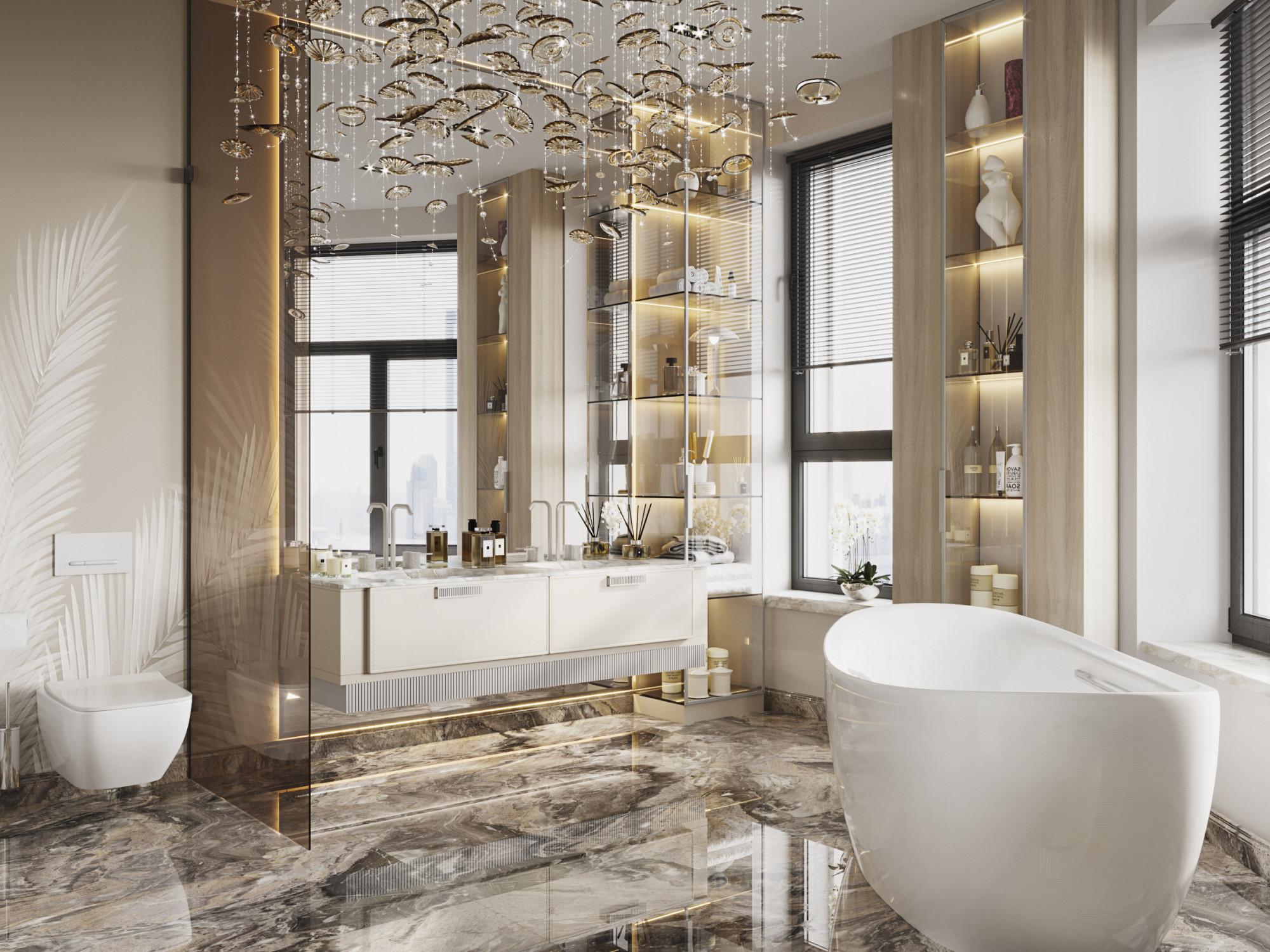 Bathroom in the master bedroom made in the style of Neoclassicism Contemporary