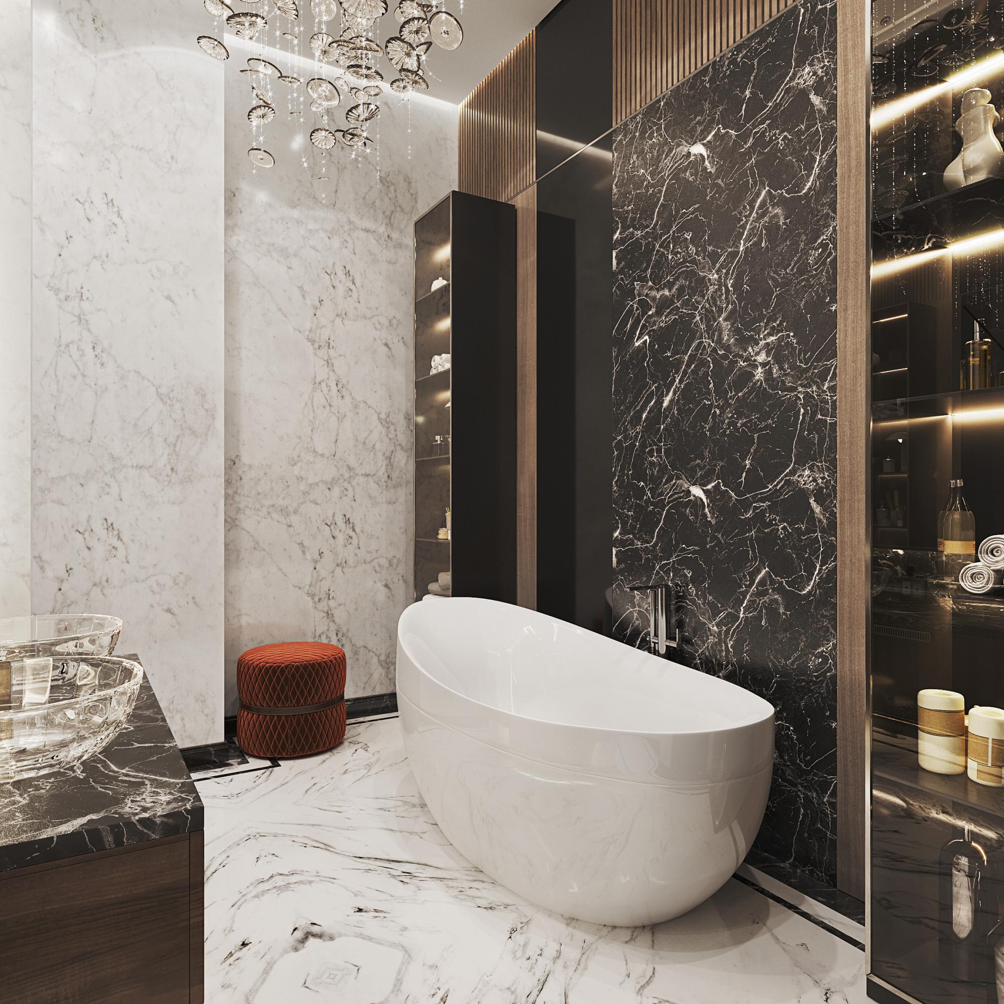 Bathroom in the master bedroom made in the style of Contemporary classics