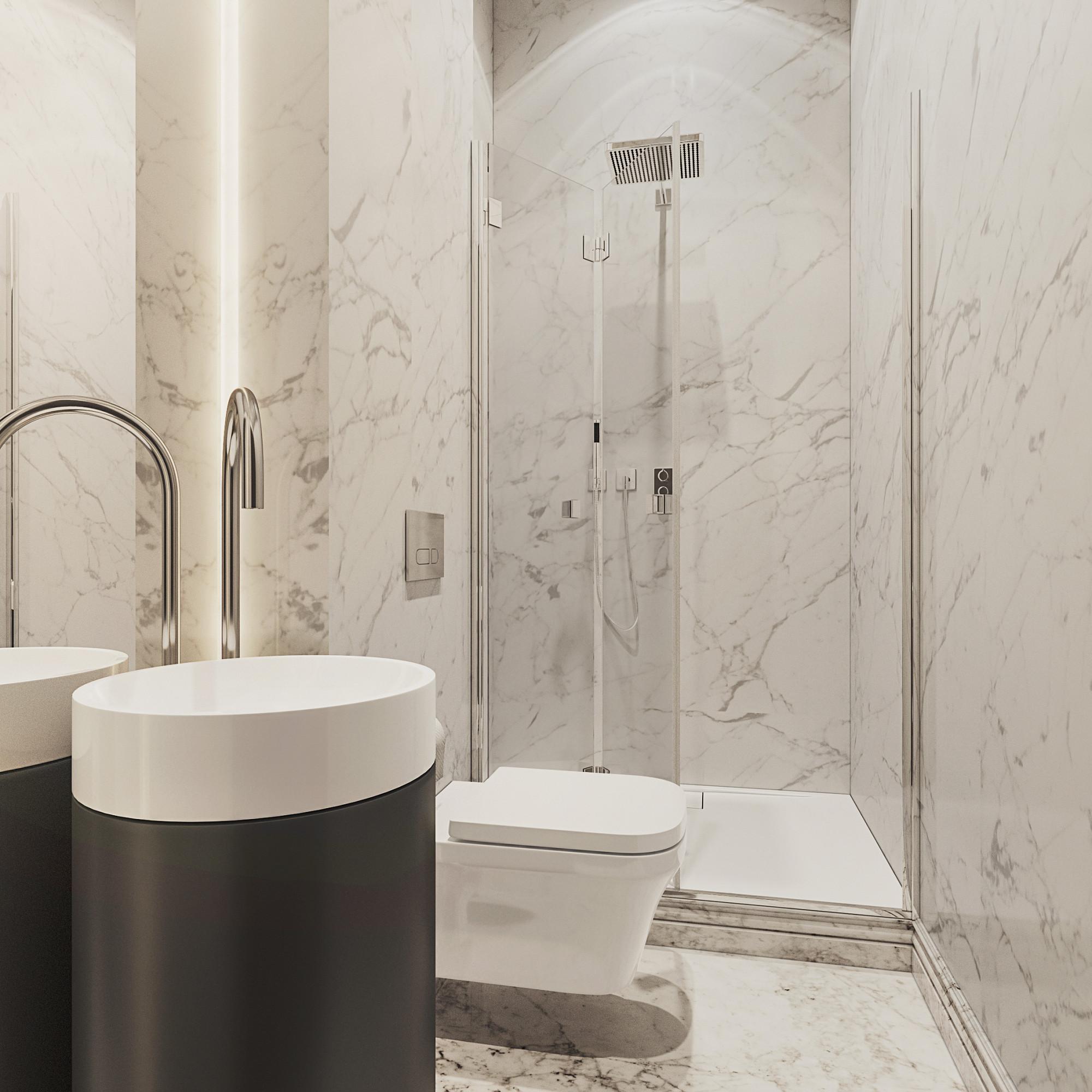Staff bathroom made in the style of Contemporary classics