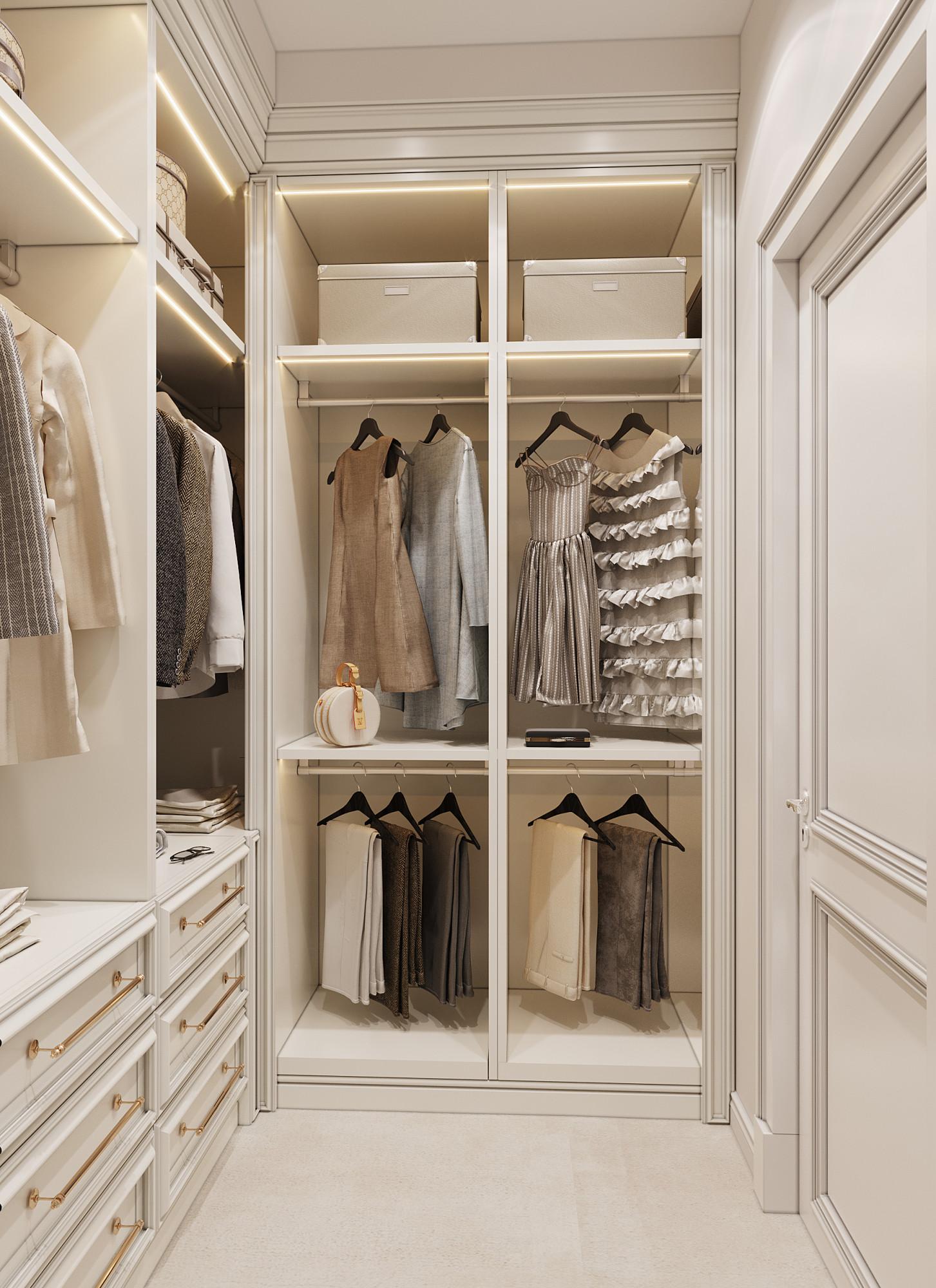 Dressing room in the master bedroom  made in the style of Contemporary classics