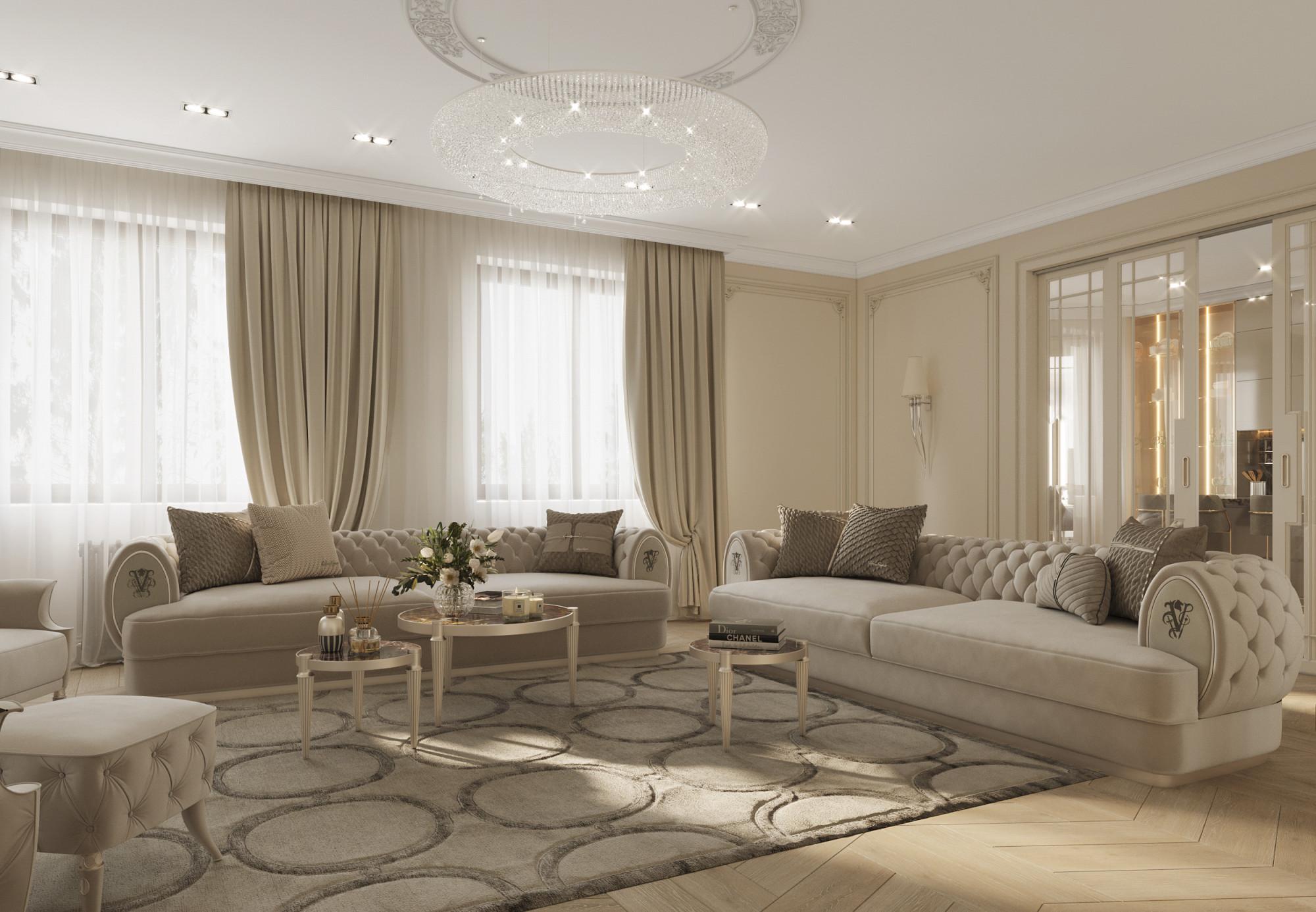 Living room made in the style of Contemporary classics