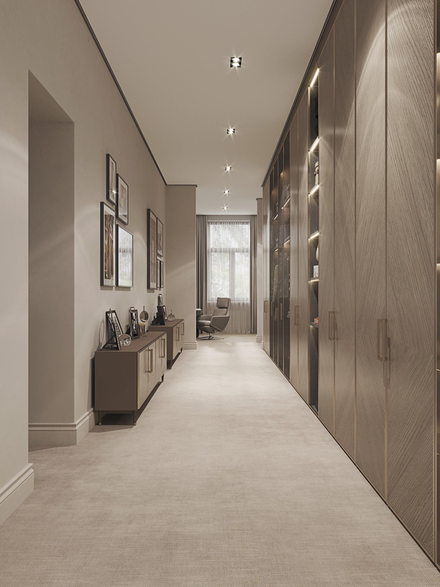 Hall to the master bedroom made in the style of Contemporary