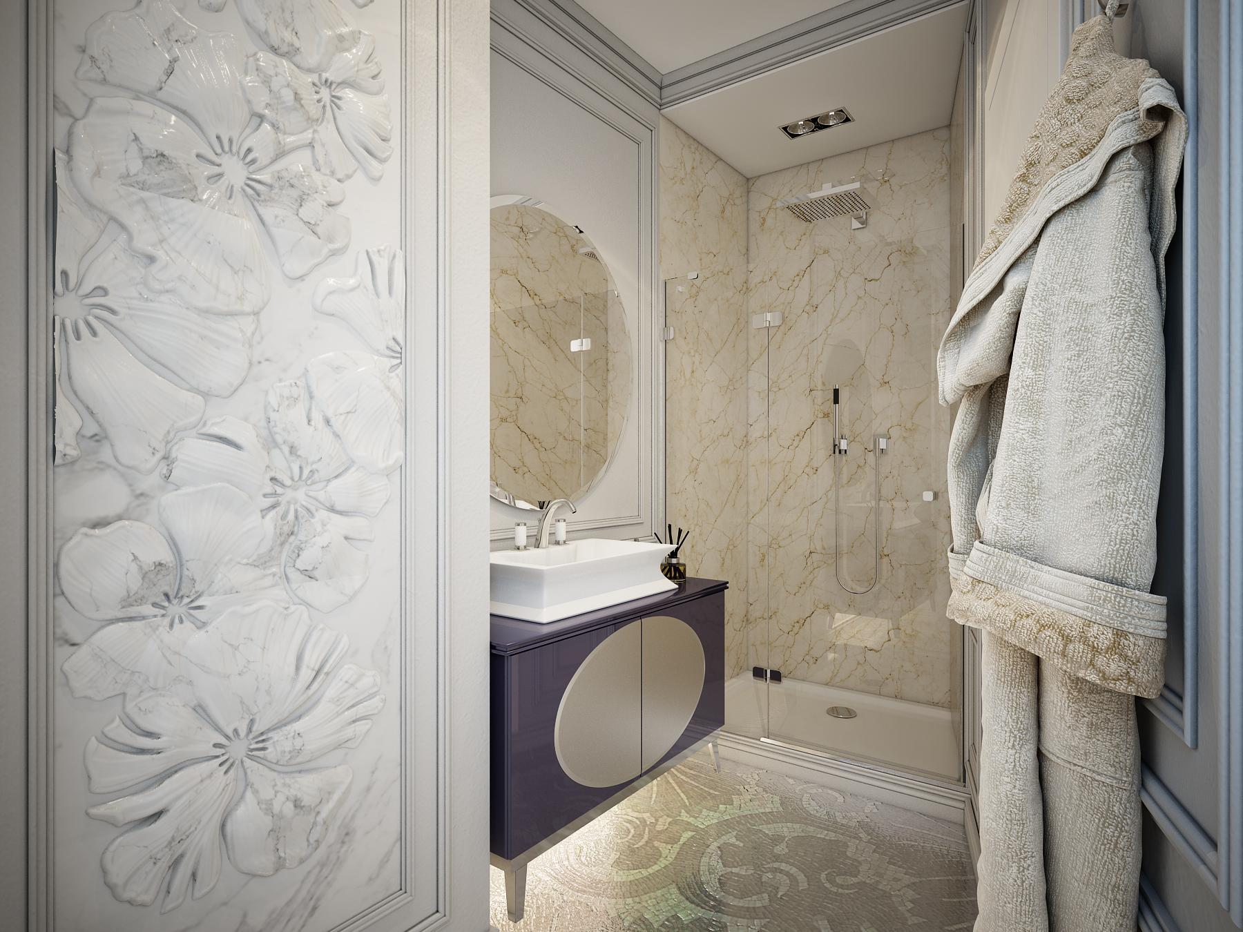Guest bathroom made in the style of Contemporary classics