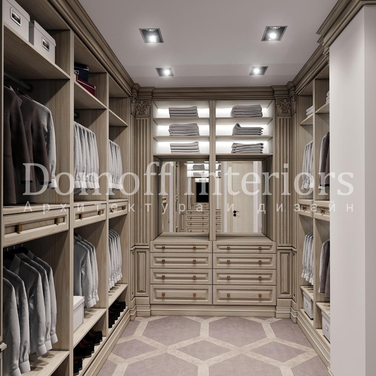 Man's master dressing room made in the style of Contemporary classics