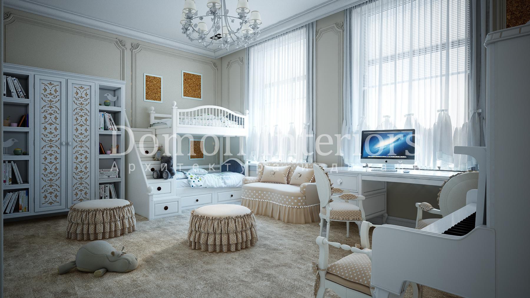 Girl's nursery made in the style of Eclecticism Neoclassicism