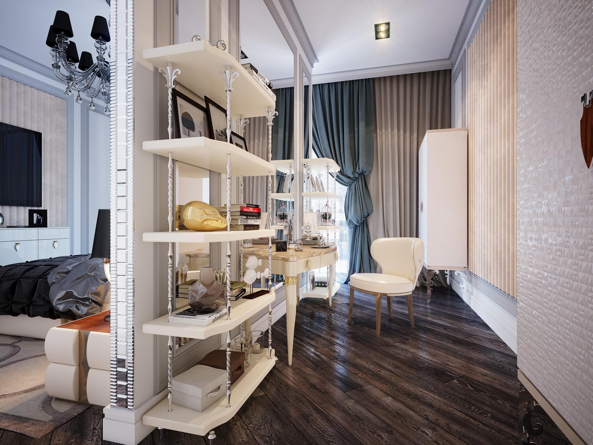 Master bedroom made in the style of Neoclassicism