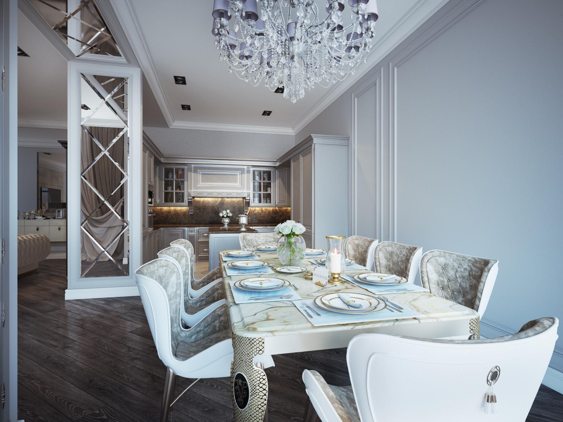 Kitchen made in the style of Eclecticism Neoclassicism