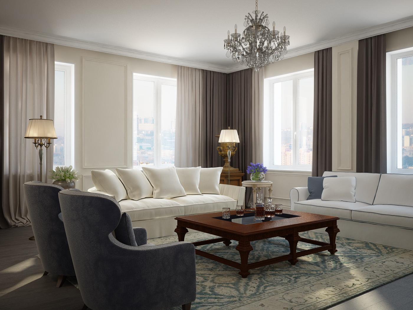Living room made in the style of Contemporary classics