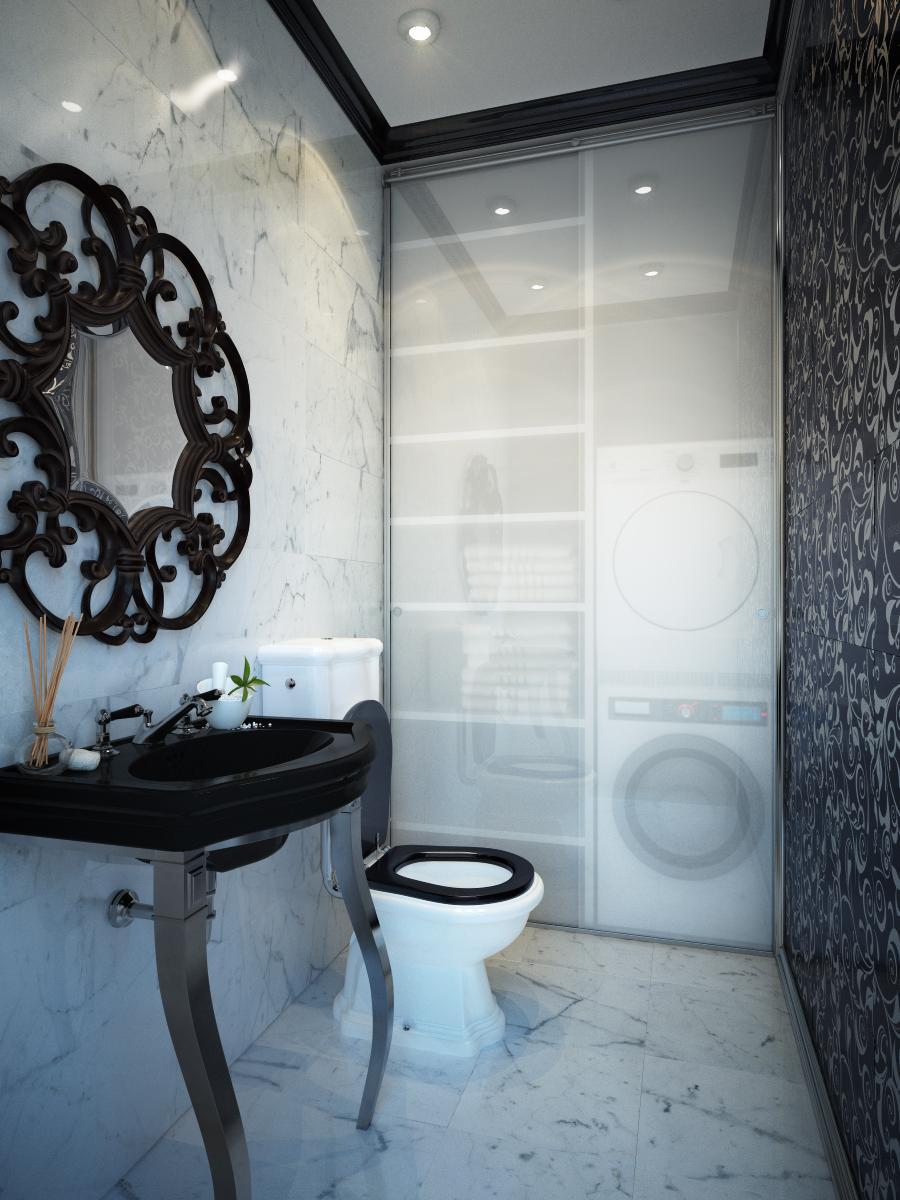 Guest bathroom made in the style of Contemporary classics
