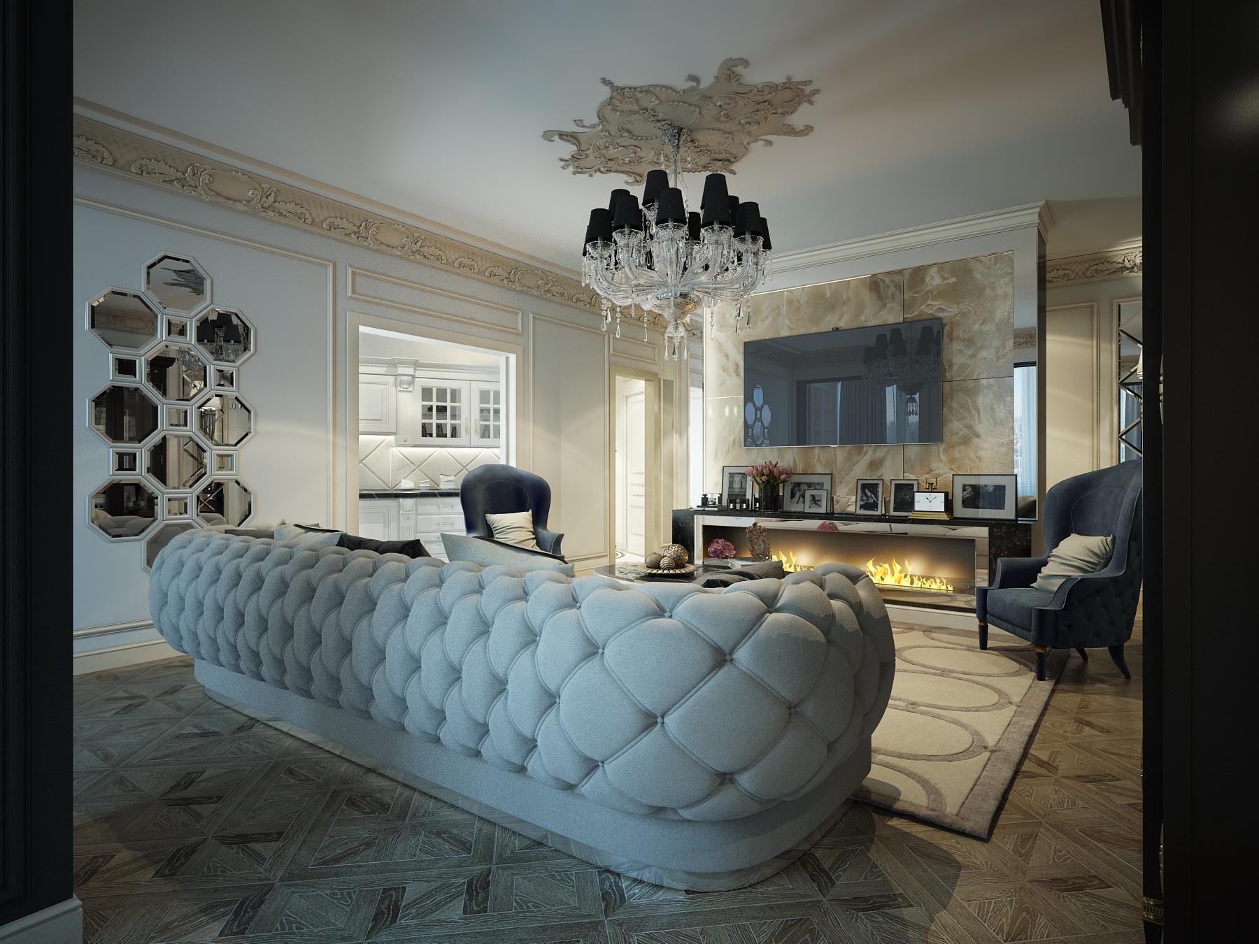 Living room made in the style of Contemporary classics