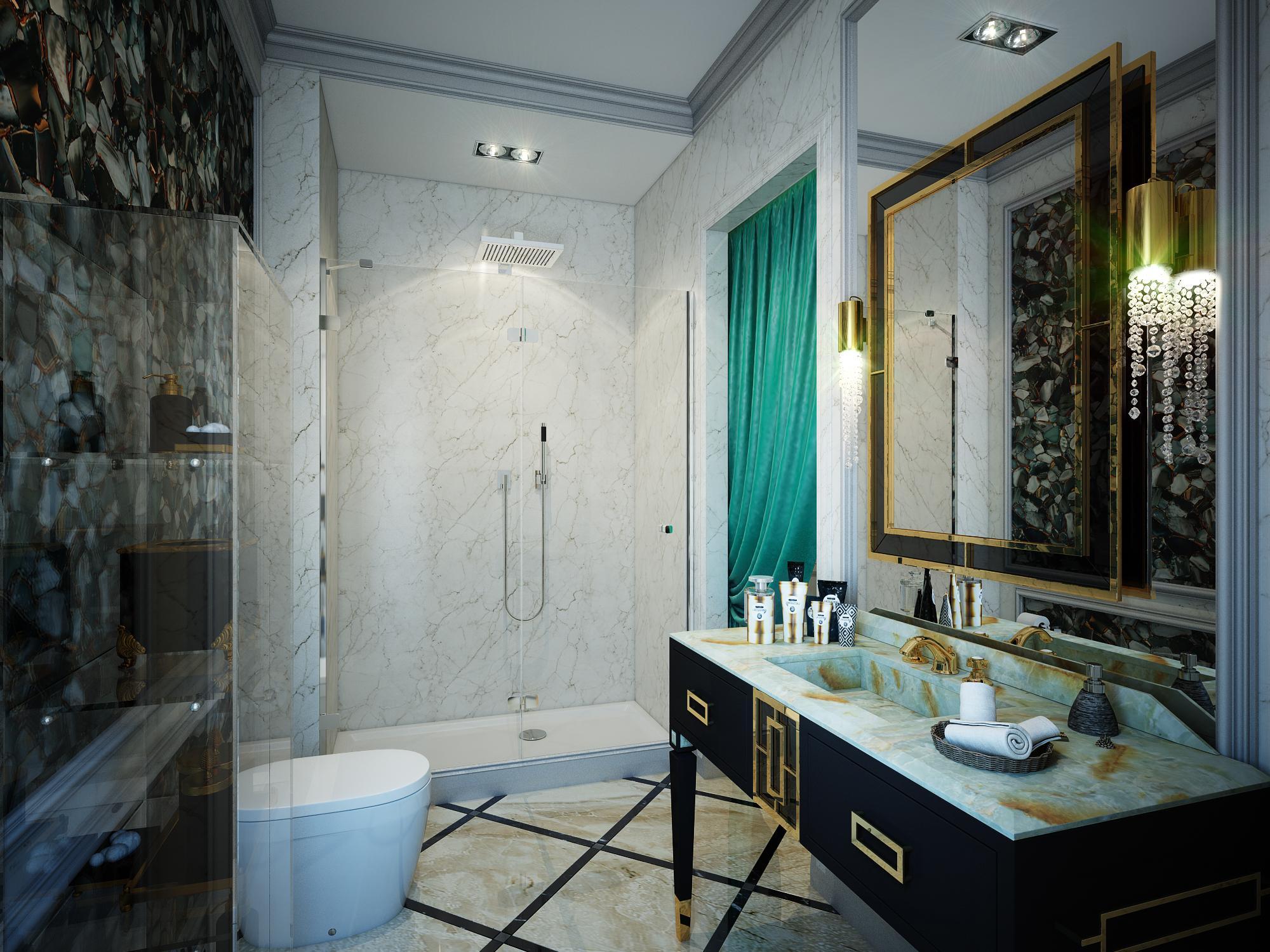 Guest bathroom made in the style of Contemporary classics
