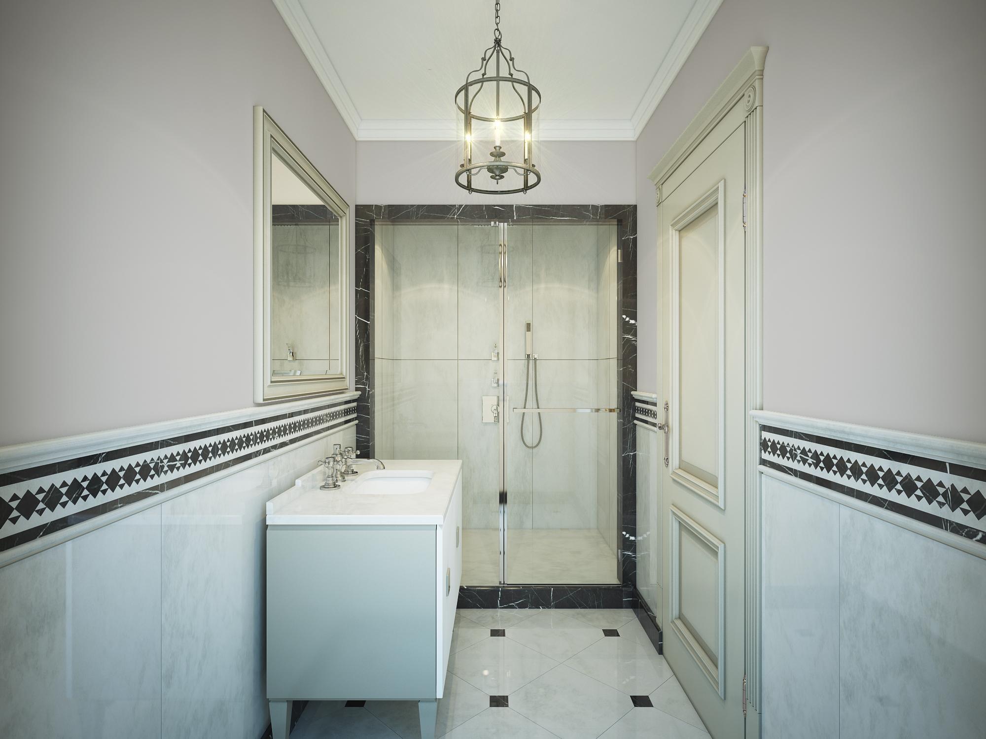 Guest bathroom made in the style of Contemporary classics