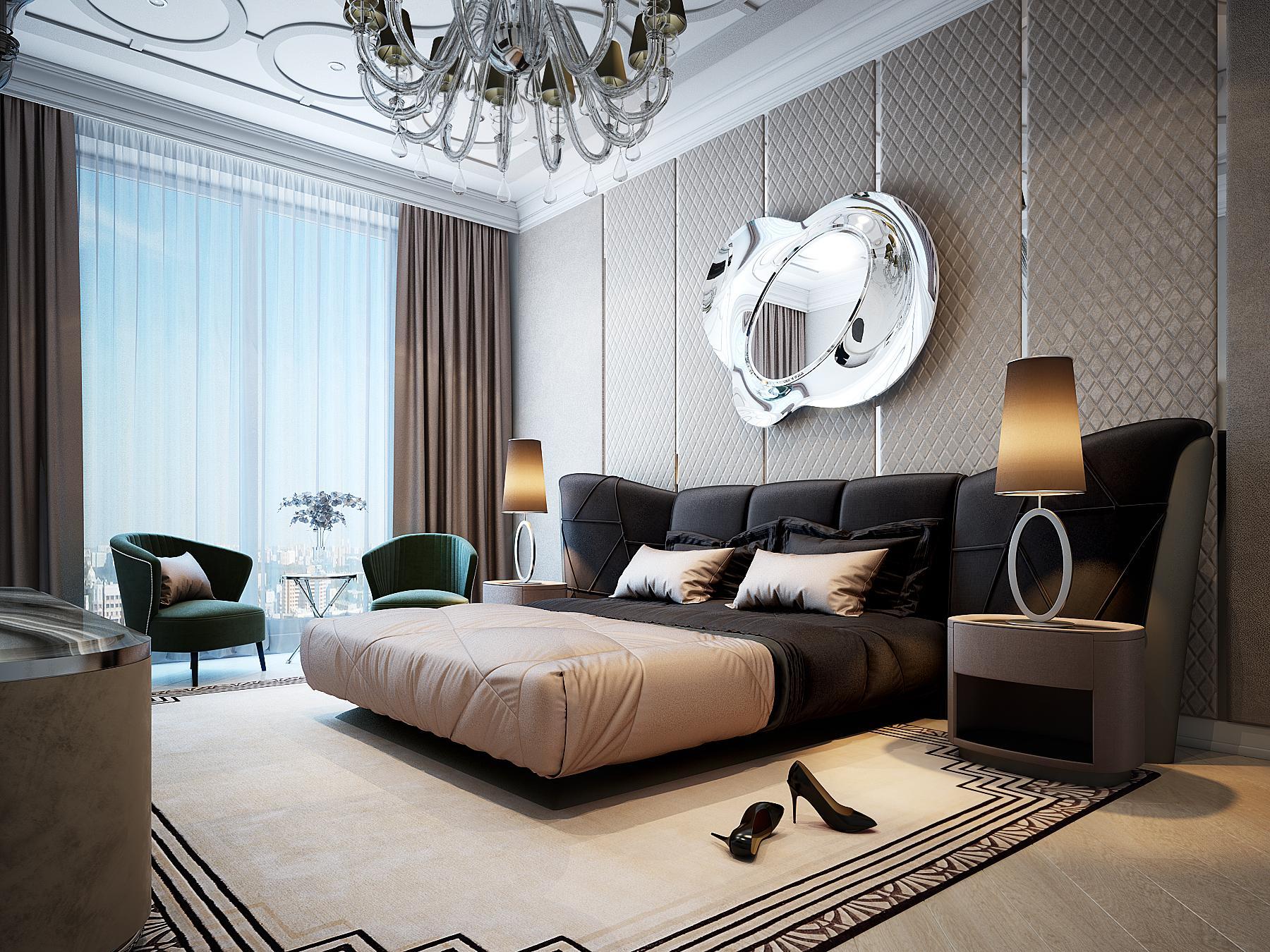 Master bedroom made in the style of Eclecticism Contemporary classics Art deco