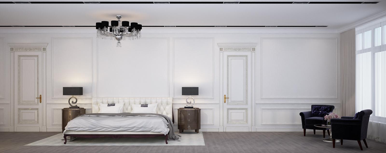 Master bedroom made in the style of Eclecticism Neoclassicism