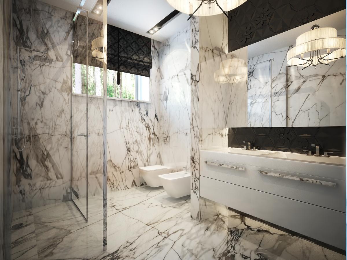 Guest bathroom made in the style of Contemporary classics