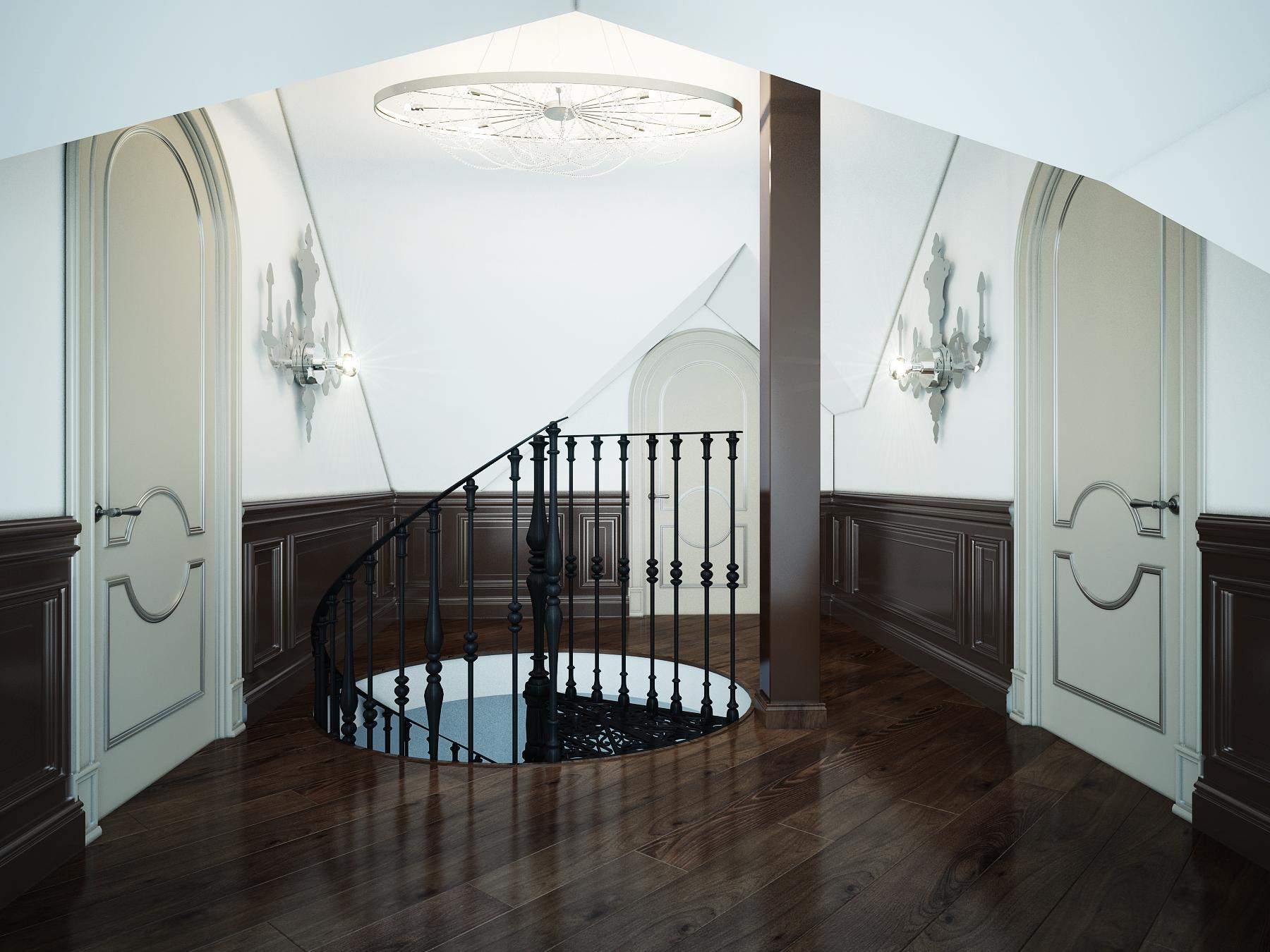 Attic hall made in the style of Contemporary classics