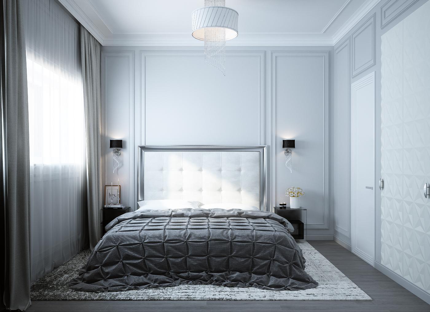 Guest bedroom made in the style of Eclecticism