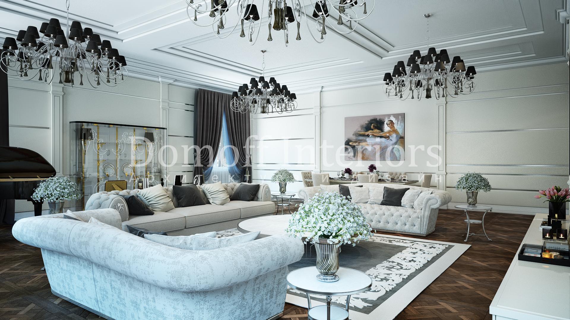 Drawing room made in the style of Eclecticism Contemporary classics