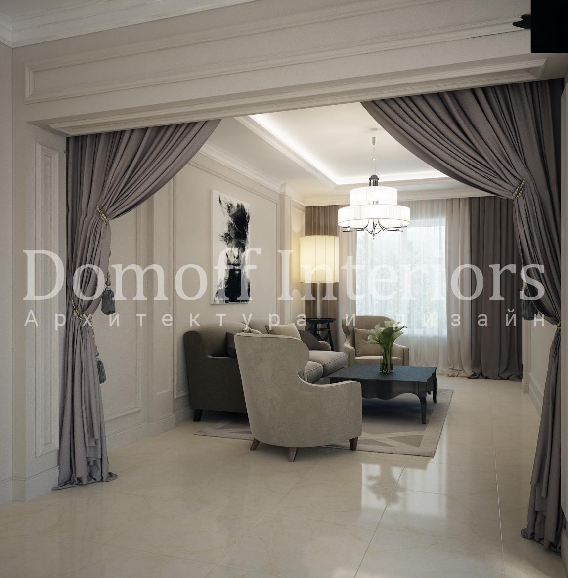 Living room made in the style of Eclecticism Contemporary classics Contemporary