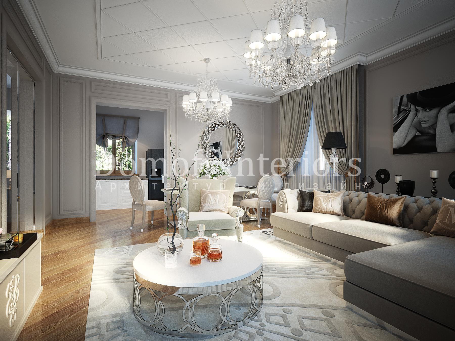 Living room made in the style of Eclecticism Contemporary classics