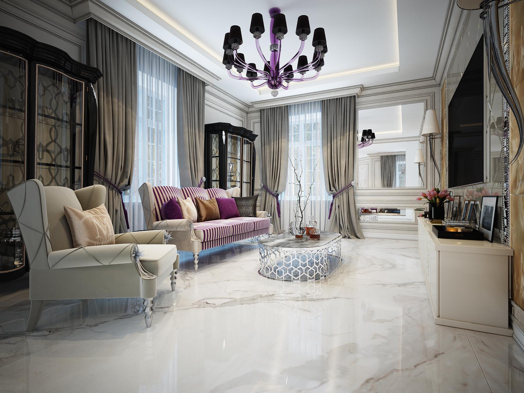 Library living room made in the style of Contemporary classics