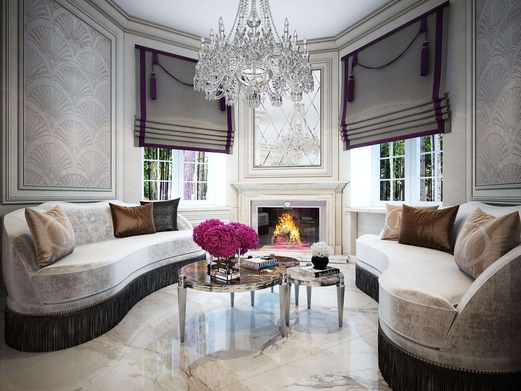 Fireplace living room made in the style of Contemporary classics