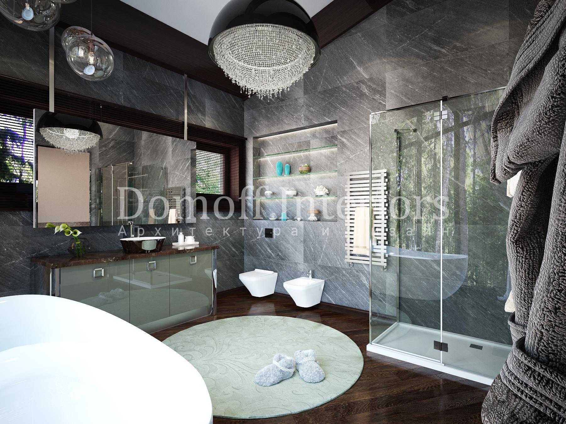 Woman's master bathroom made in the style of Contemporary Eclecticism