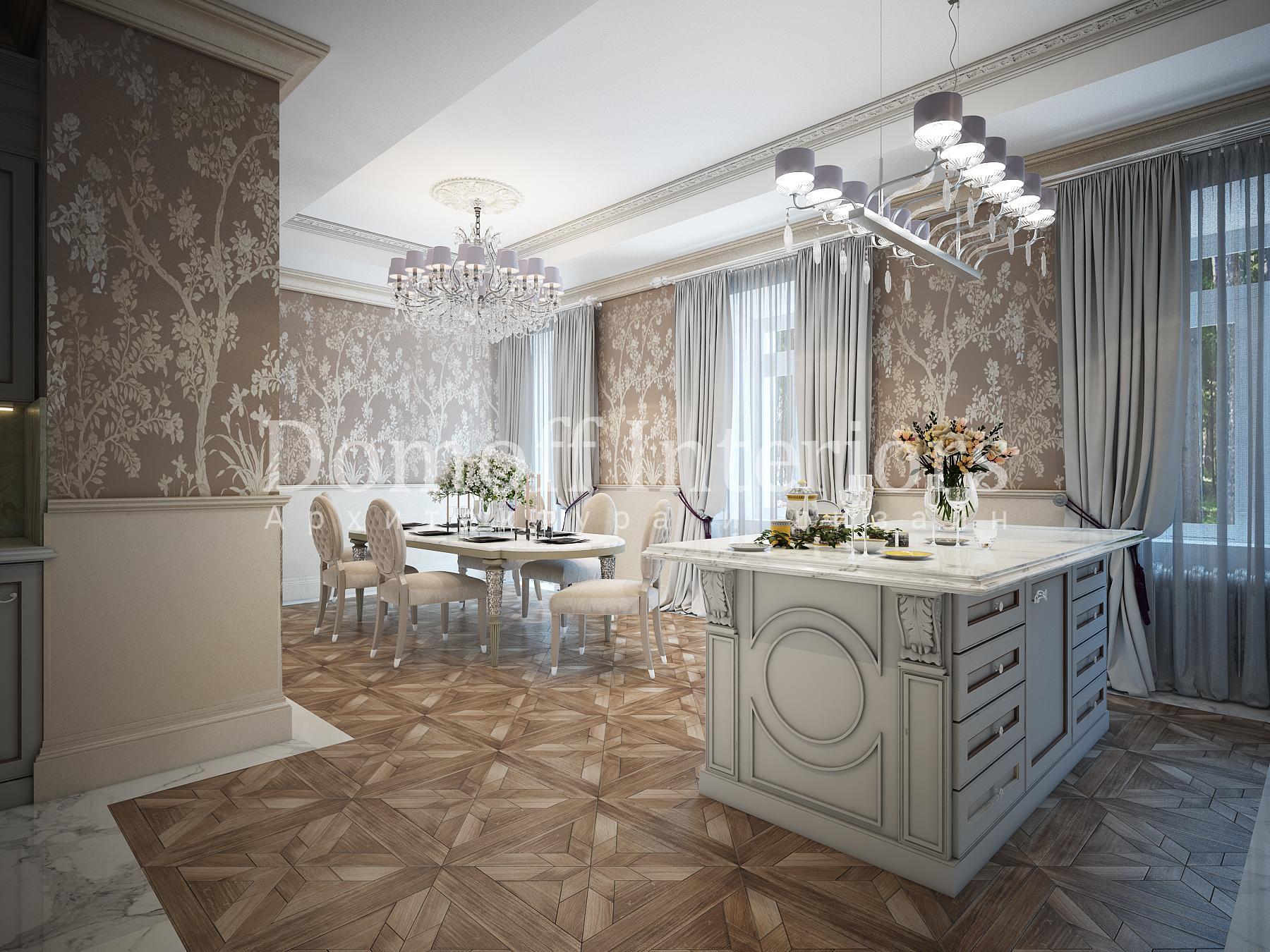 Kitchen&dining room made in the style of Eclecticism