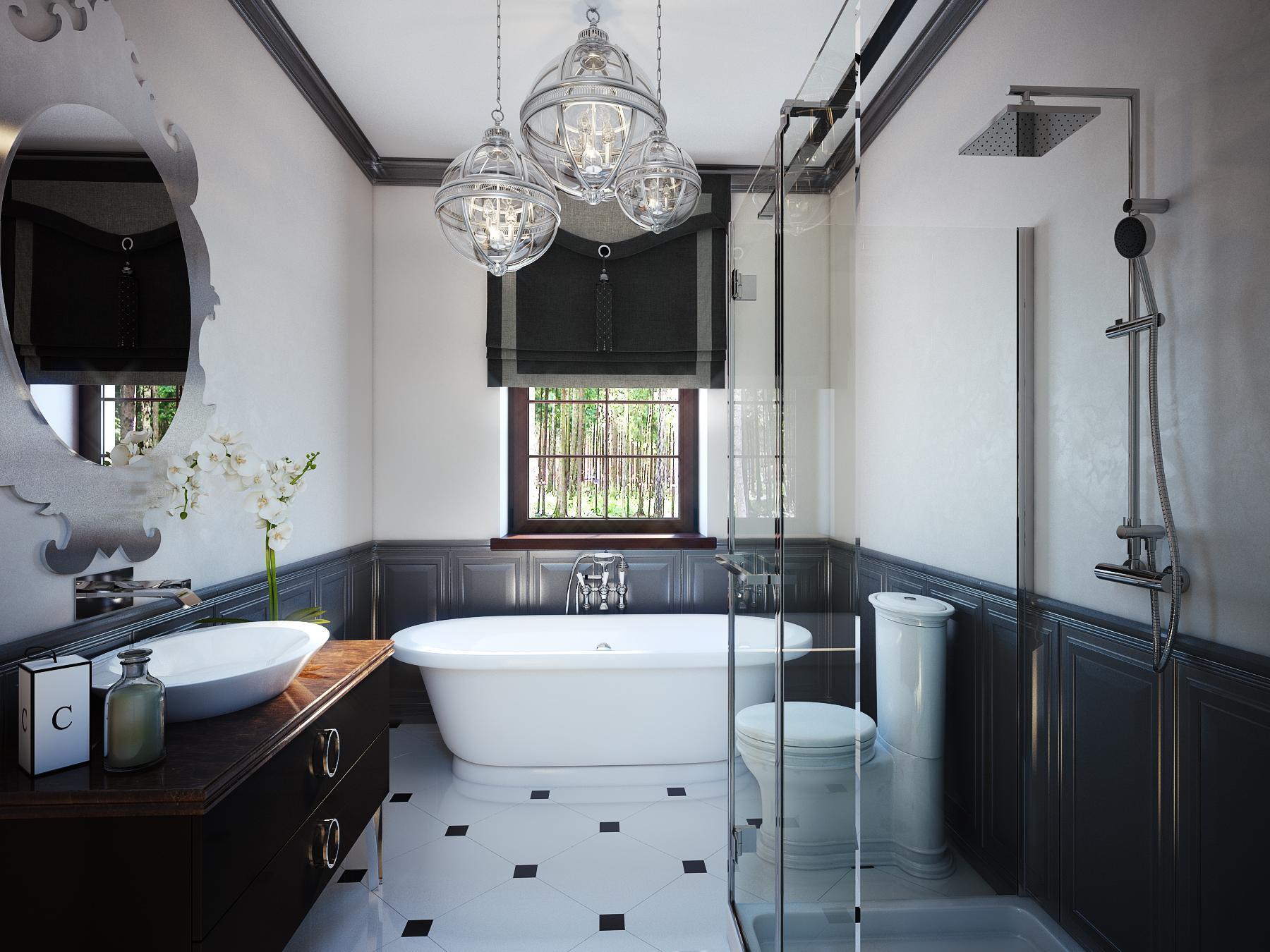 Guest bathroom made in the style of Contemporary classics