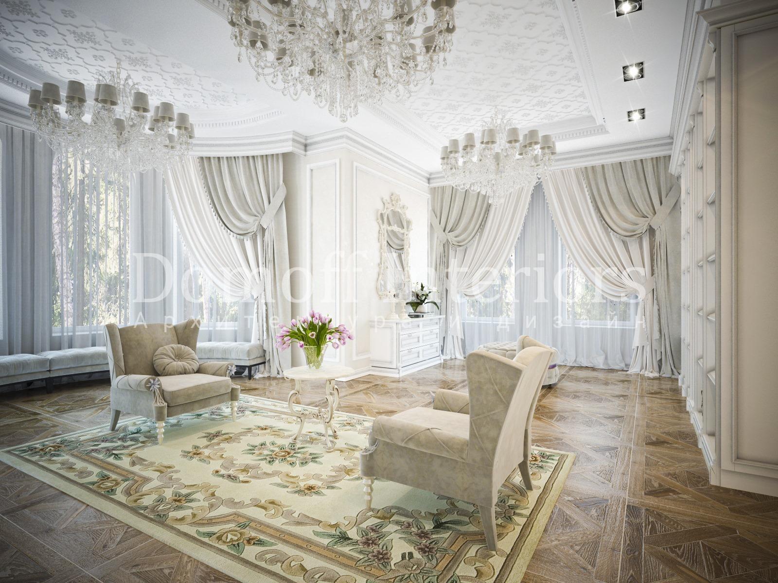 Master bedroom's dressing room made in the style of Classics Eclecticism