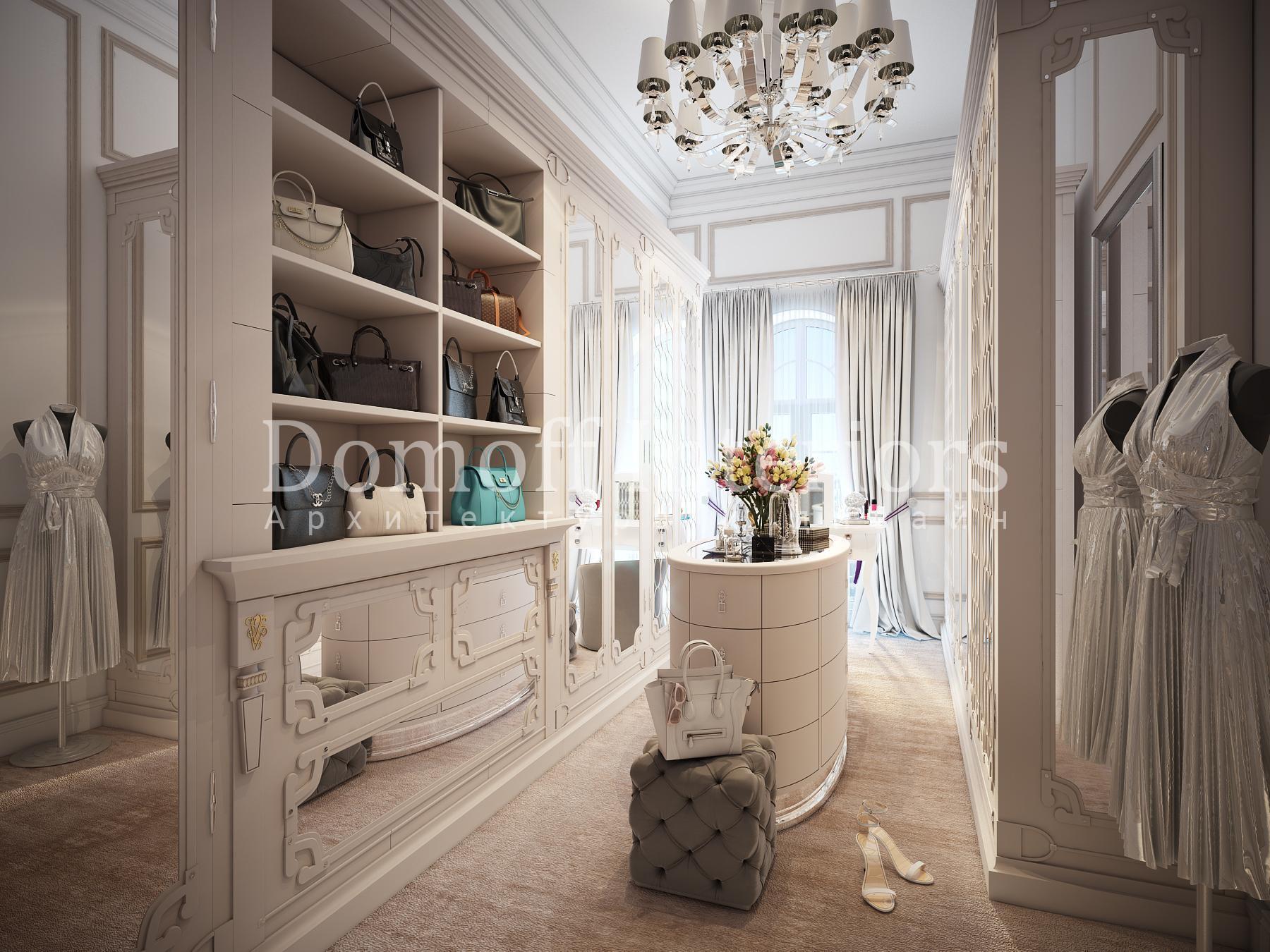 Master bedroom's dressing room made in the style of Contemporary classics