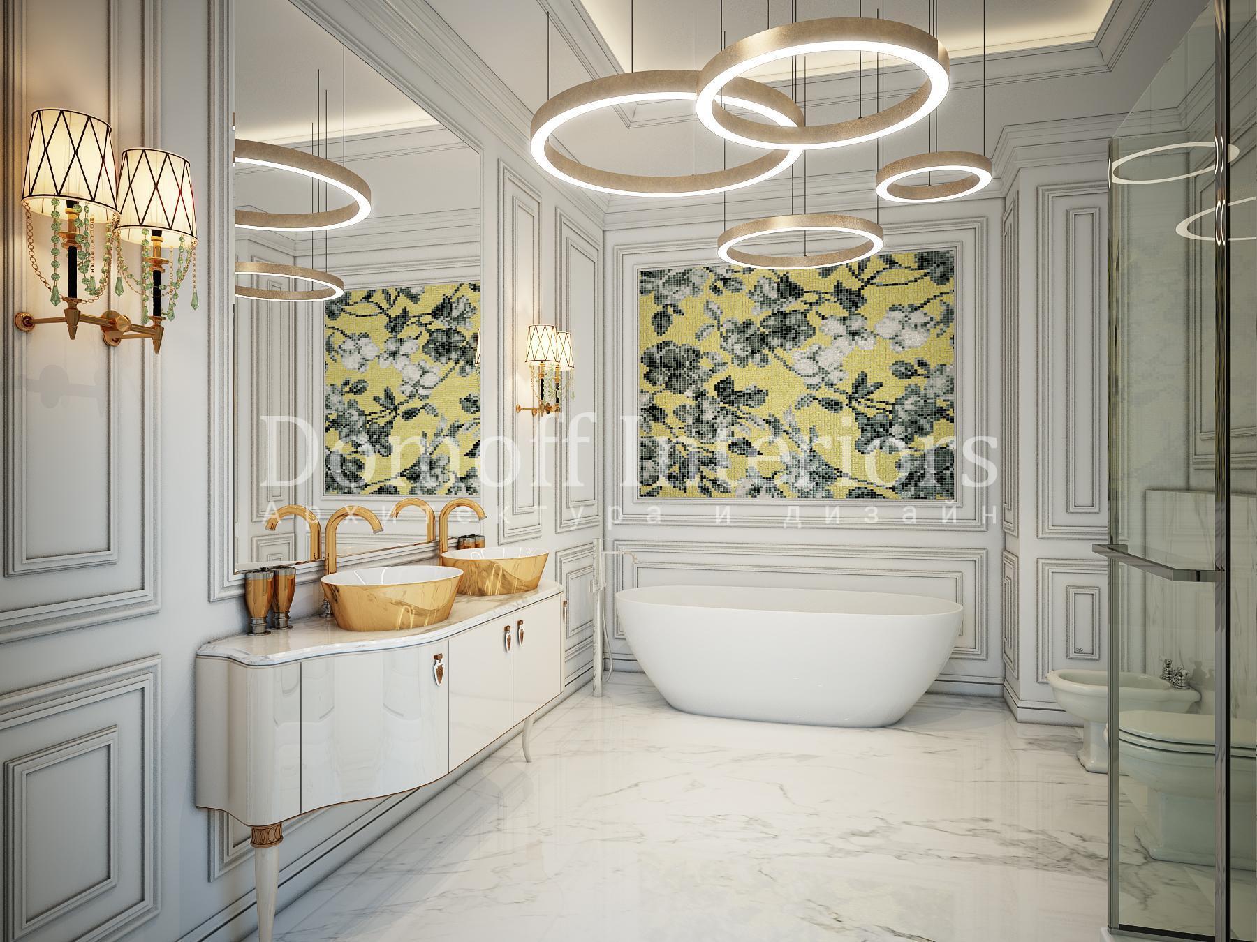 Guest bedroom's bathroom made in the style of Contemporary classics
