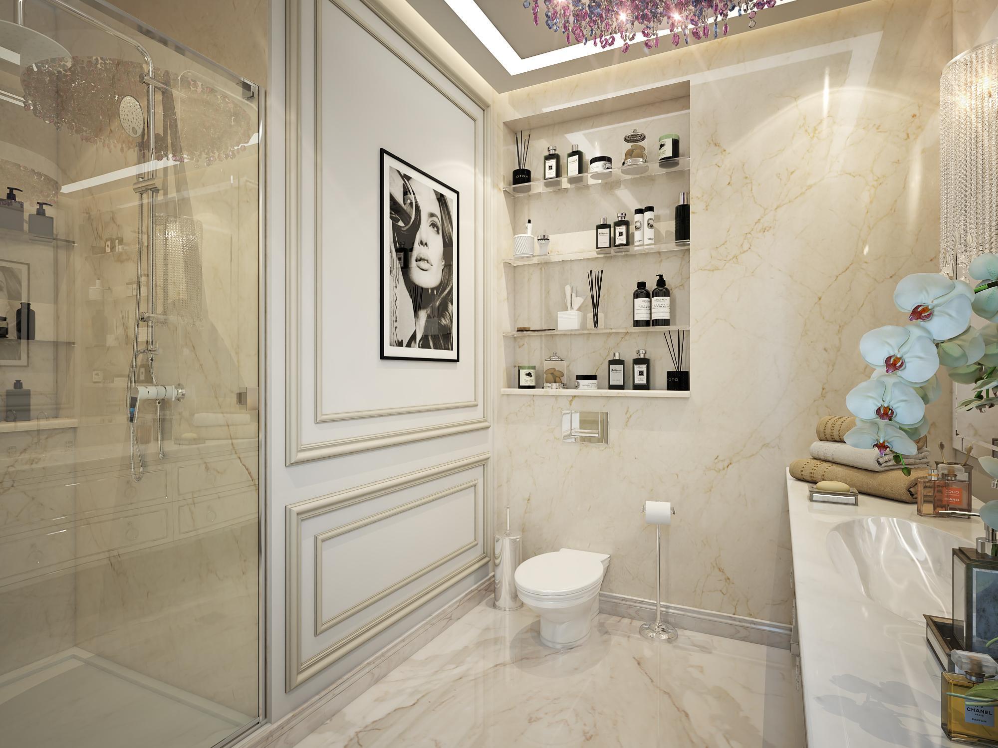 Bathroom in the master bedroom made in the style of Classics Neoclassicism