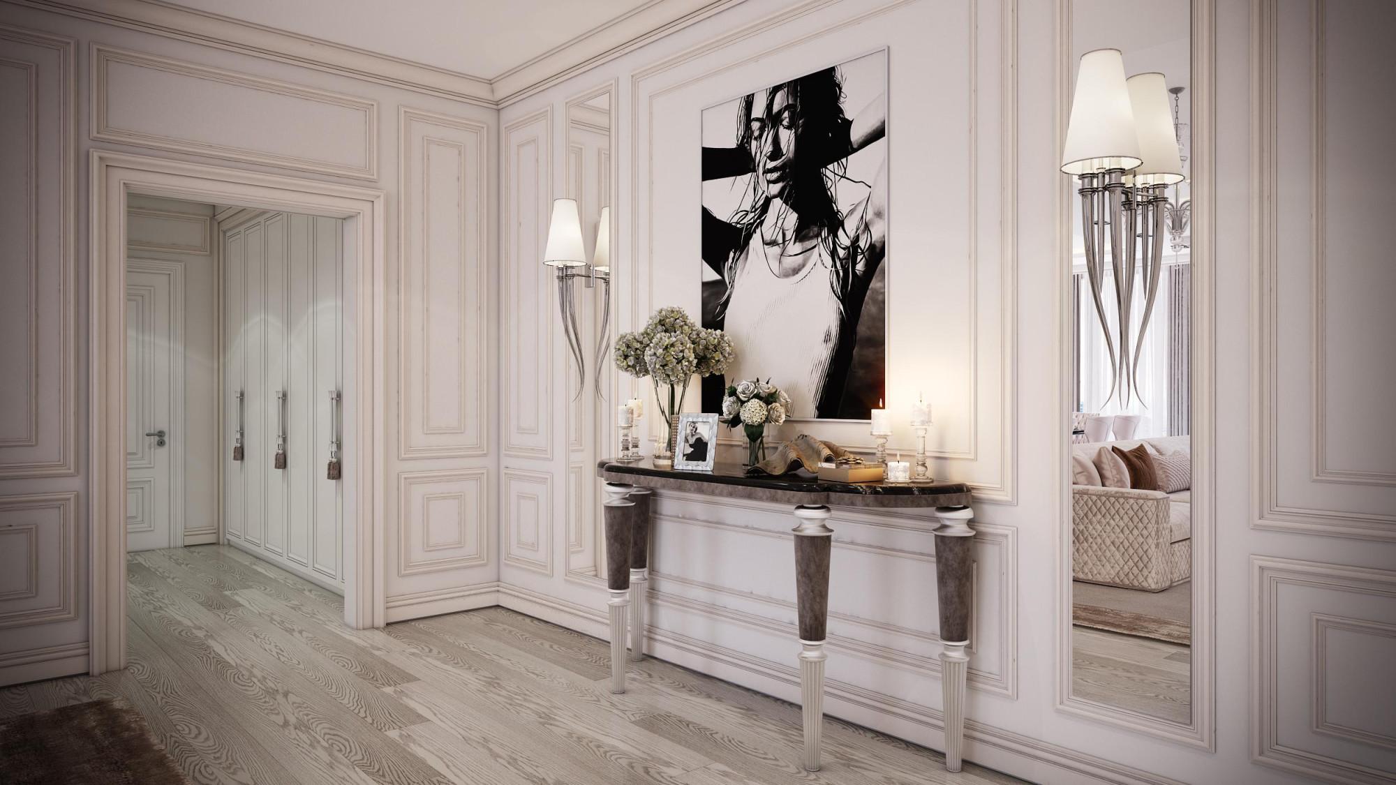Kitchen and living room made in the style of Classics Neoclassicism